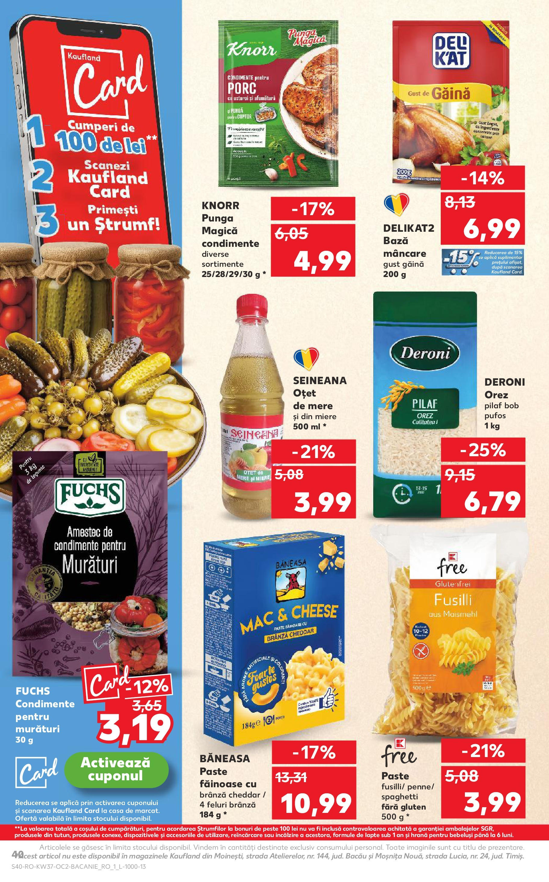 Catalog Kaufland - Pitești 09.09.2025 - Revista si Oferta | Pagină: 40 | Produse: Pungă, Oțet, Pește, Paste