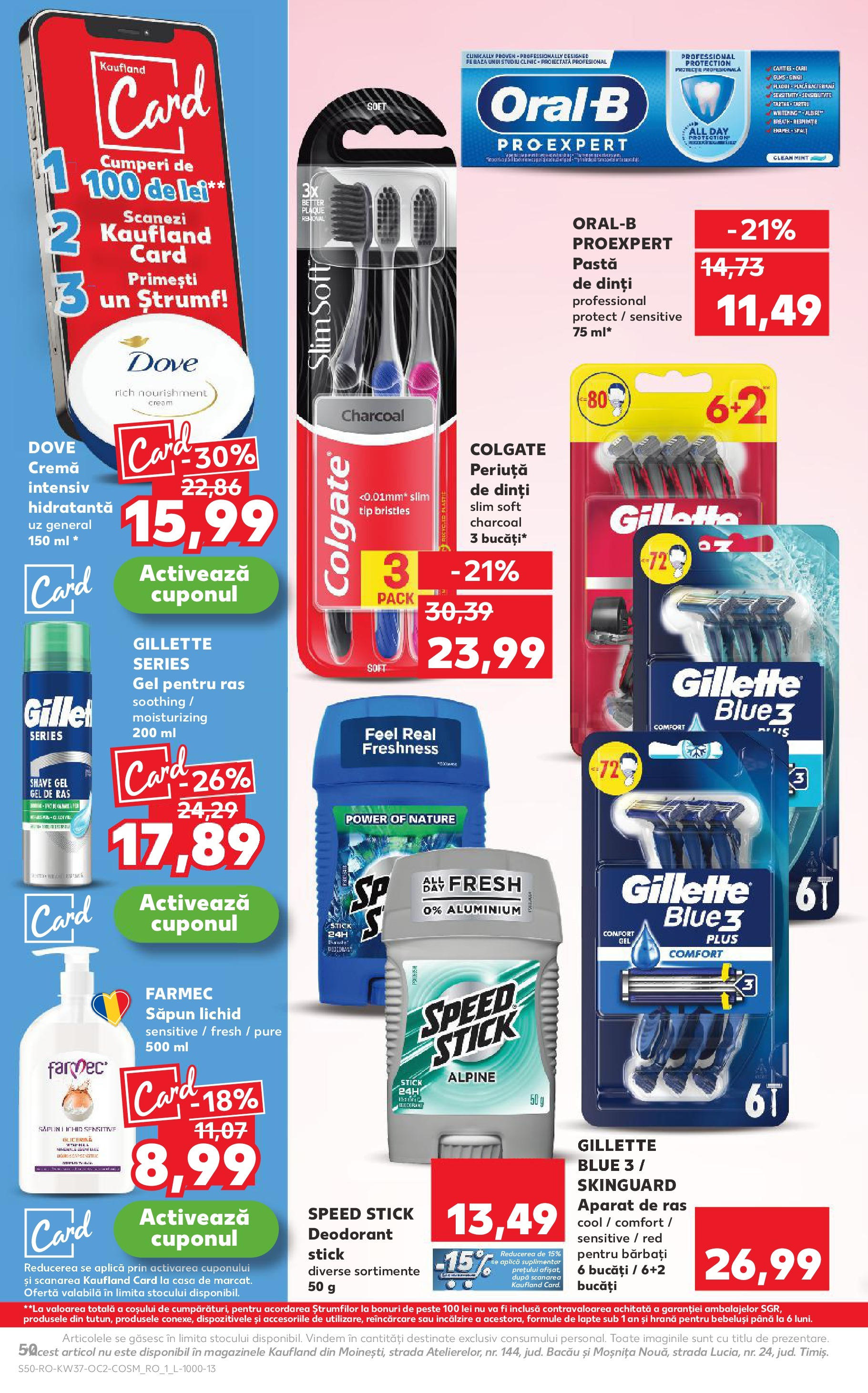 Catalog Kaufland - Pitești 09.09.2025 - Revista si Oferta | Pagină: 50 | Produse: Gel de ras, Pomelo, Pastă de dinți, Pește