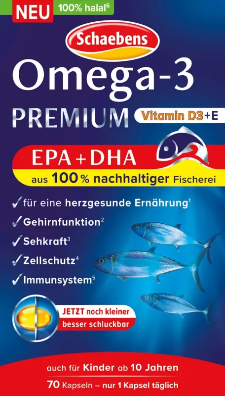 Schaebens Omega-3 Premium Fischöl Kapseln 70 St