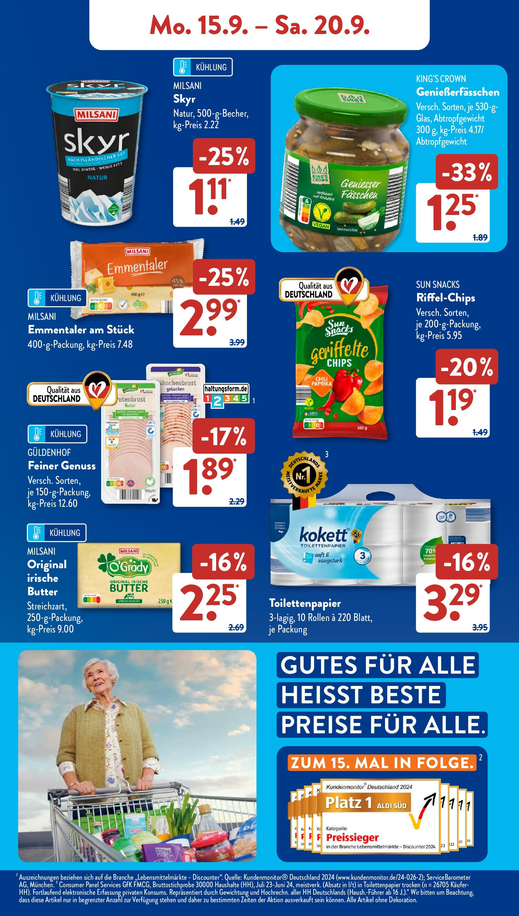 Aldi Süd - Aldi Süd: Wochenangebote (ab 14.09.2025) zum Blättern | Seite: 9 | Produkte: Butter, Skyr, Chips, Toilettenpapier