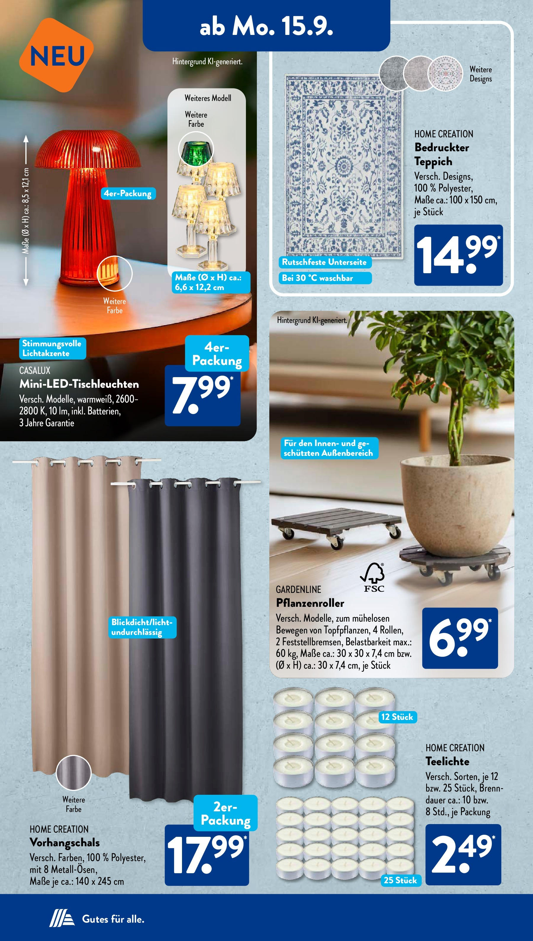Aldi Süd - Aldi Süd: Wochenangebote (ab 14.09.2025) zum Blättern | Seite: 14 | Produkte: Teppich, Home creation