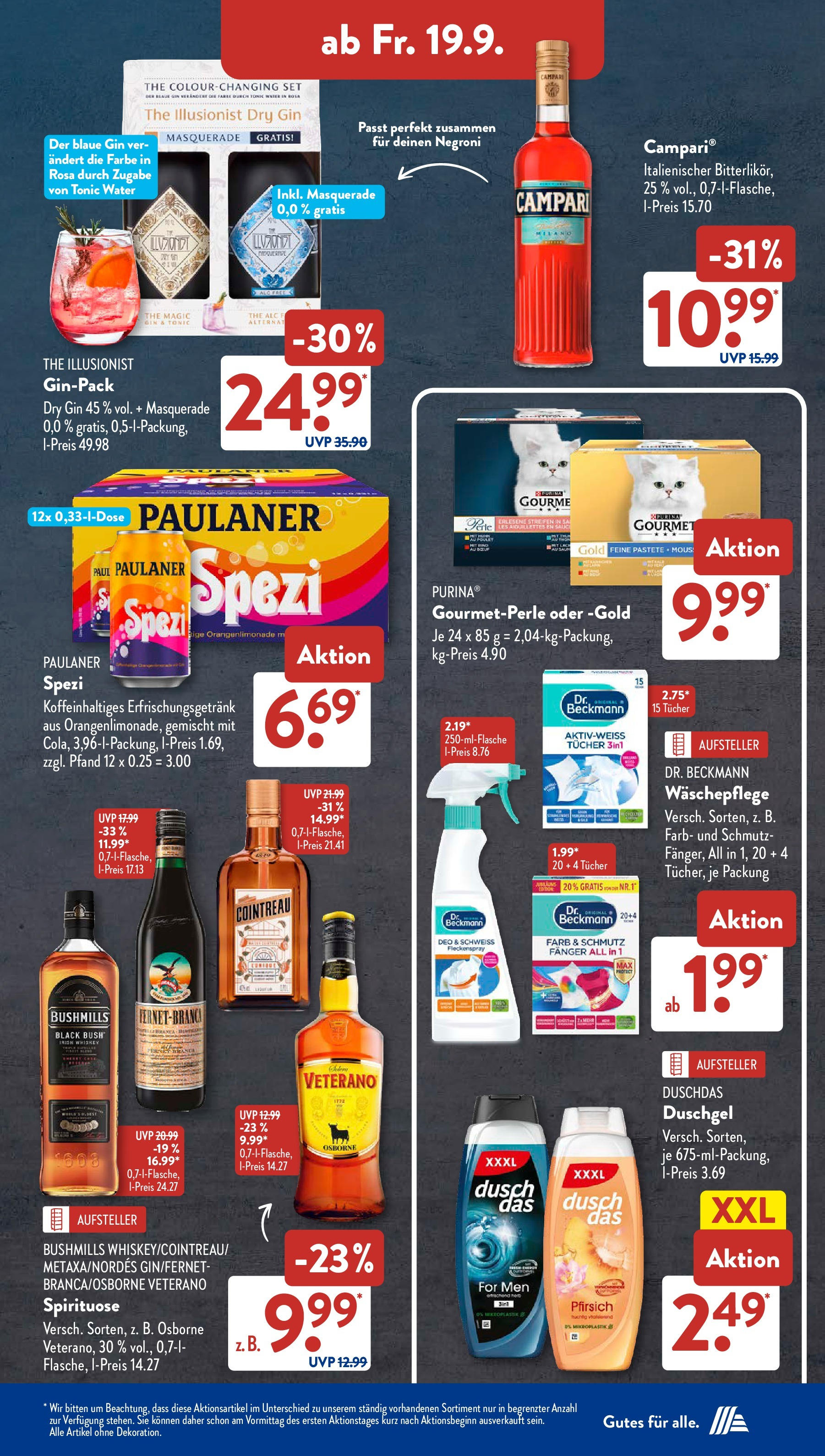 Aldi Süd - Aldi Süd: Wochenangebote (ab 14.09.2025) zum Blättern | Seite: 25 | Produkte: Osborne, Paulaner spezi, Duschdas, Paulaner
