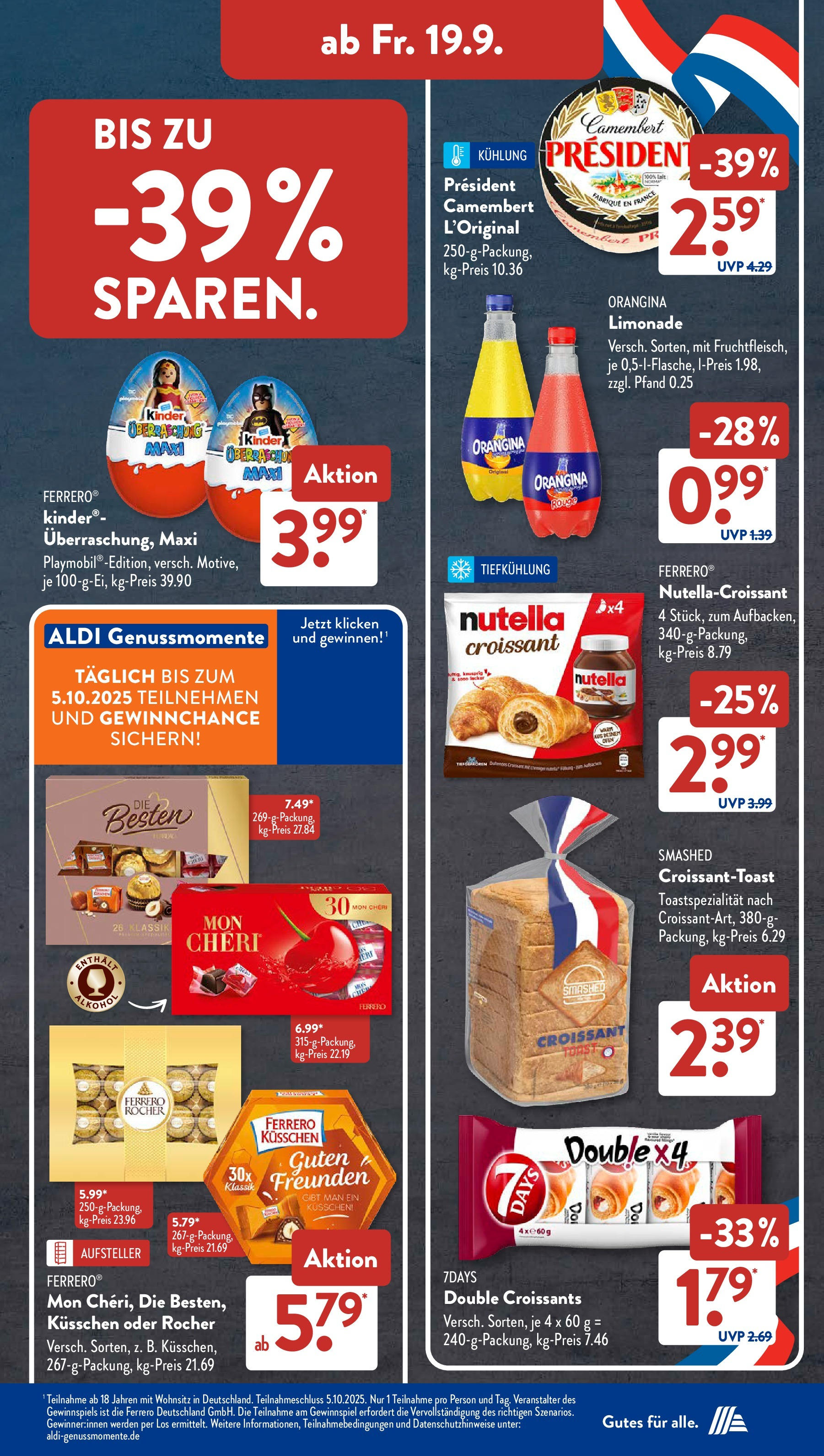 Aldi Süd - Aldi Süd: Wochenangebote (ab 14.09.2025) zum Blättern | Seite: 27 | Produkte: Ferrero rocher, Rouge, Croissant, Nutella