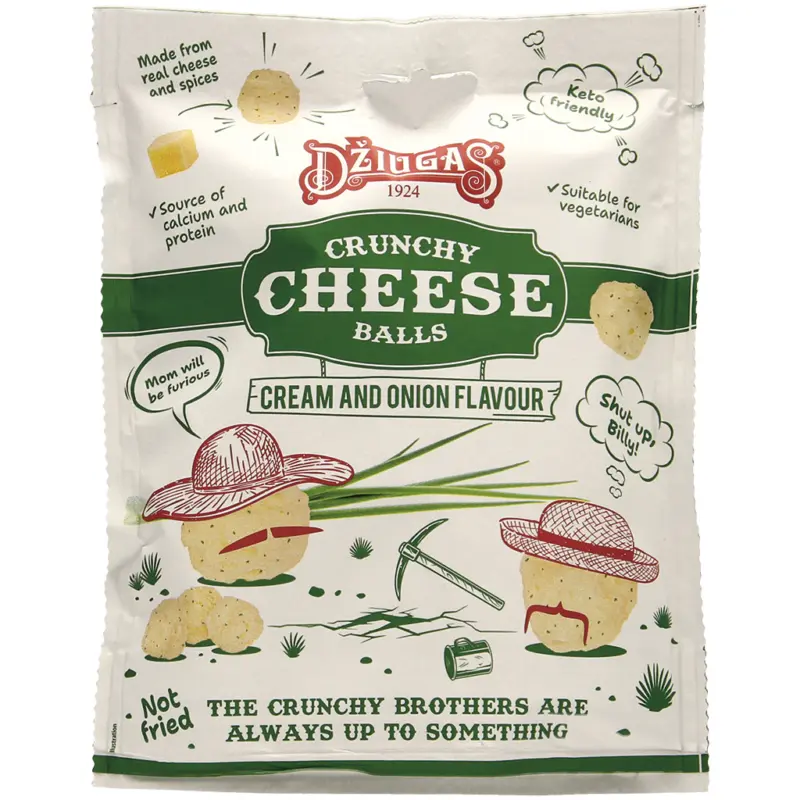 Knabbererzeugnis aus Käse mit Sahne- und Zwiebelgeschmack