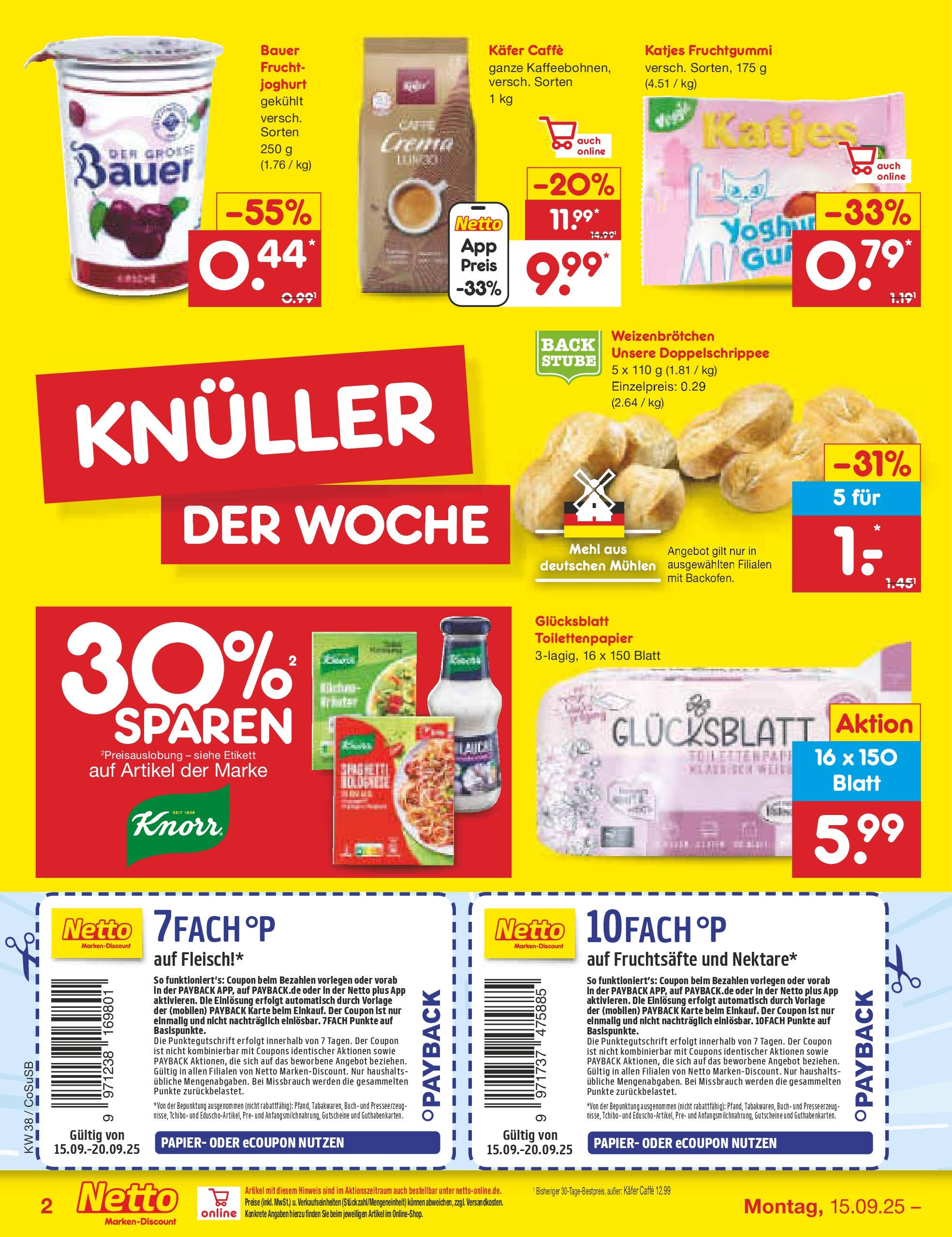 Netto Marken-Discount prospekt Bitterfeld-Wolfen	 (ab 14.09.2025) » Angebote | Seite: 2 | Produkte: Mehl, Katjes, Knorr, Fleisch
