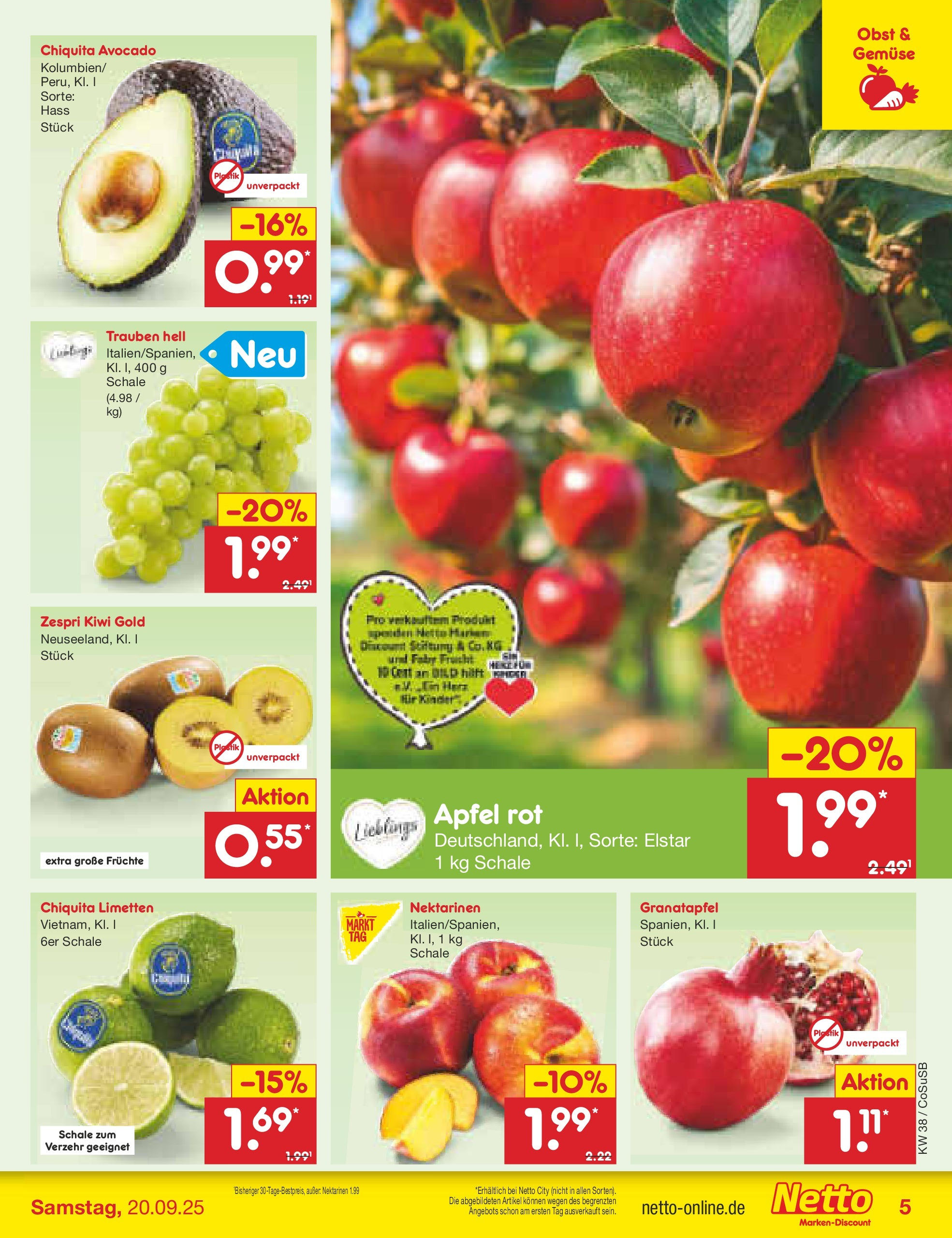 Netto Marken-Discount prospekt Bitterfeld-Wolfen	 (ab 14.09.2025) » Angebote | Seite: 5 | Produkte: Granatapfel, Äpfel, Gemüse, Obst