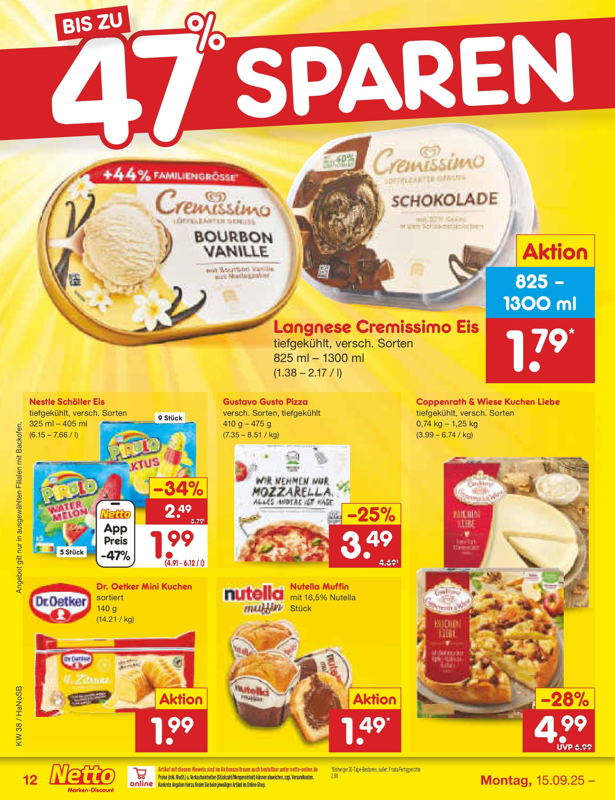 Netto Marken-Discount prospekt Schwerte-Geisecke (ab 15.09.2025) » Angebote | Seite: 12 | Produkte: Gustavo gusto, Schokolade, Fertiggerichte, Eis Netto Marken-Discount prospekt Schwerte-Geisecke (ab 15.09.2025) » Angebote | Seite: 12 | Produkte: Gustavo gusto, Schokolade, Fertiggerichte, Eis