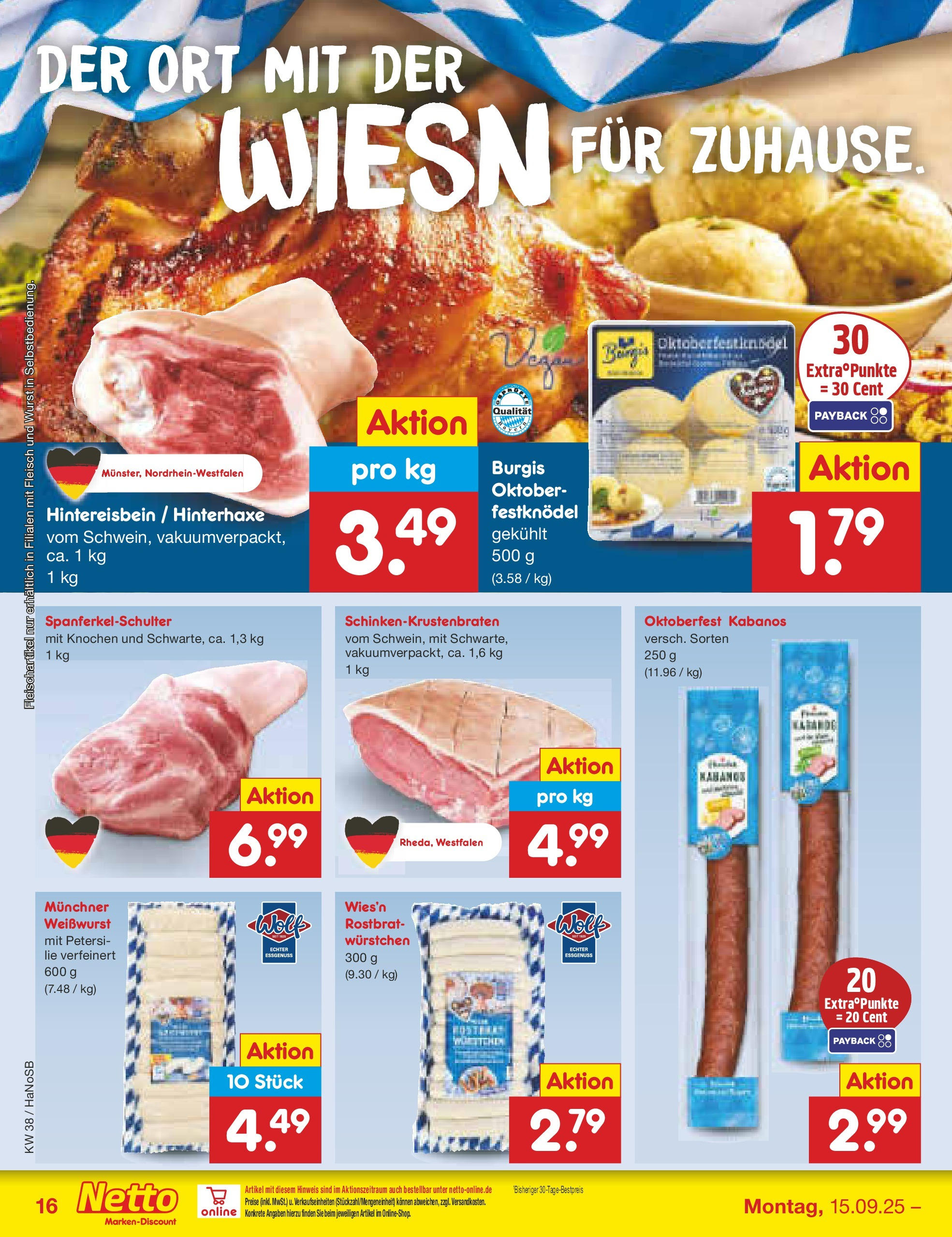 Netto Marken-Discount prospekt Schwerte-Geisecke (ab 15.09.2025) » Angebote | Seite: 16 | Produkte: Weißwurst, Wurst, Fleisch Netto Marken-Discount prospekt Schwerte-Geisecke (ab 15.09.2025) » Angebote | Seite: 16 | Produkte: Weißwurst, Wurst, Fleisch