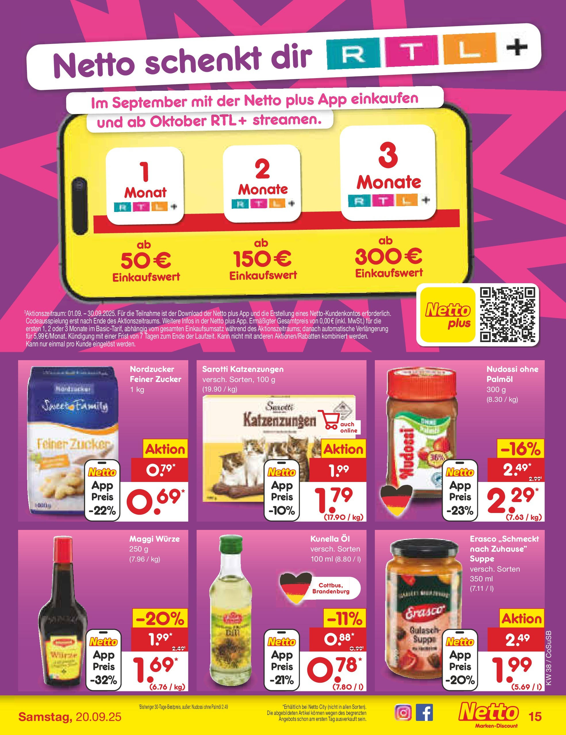 Netto Marken-Discount prospekt Bitterfeld-Wolfen	 (ab 14.09.2025) » Angebote | Seite: 15 | Produkte: Maggi, Öl, Zucker, Erasco