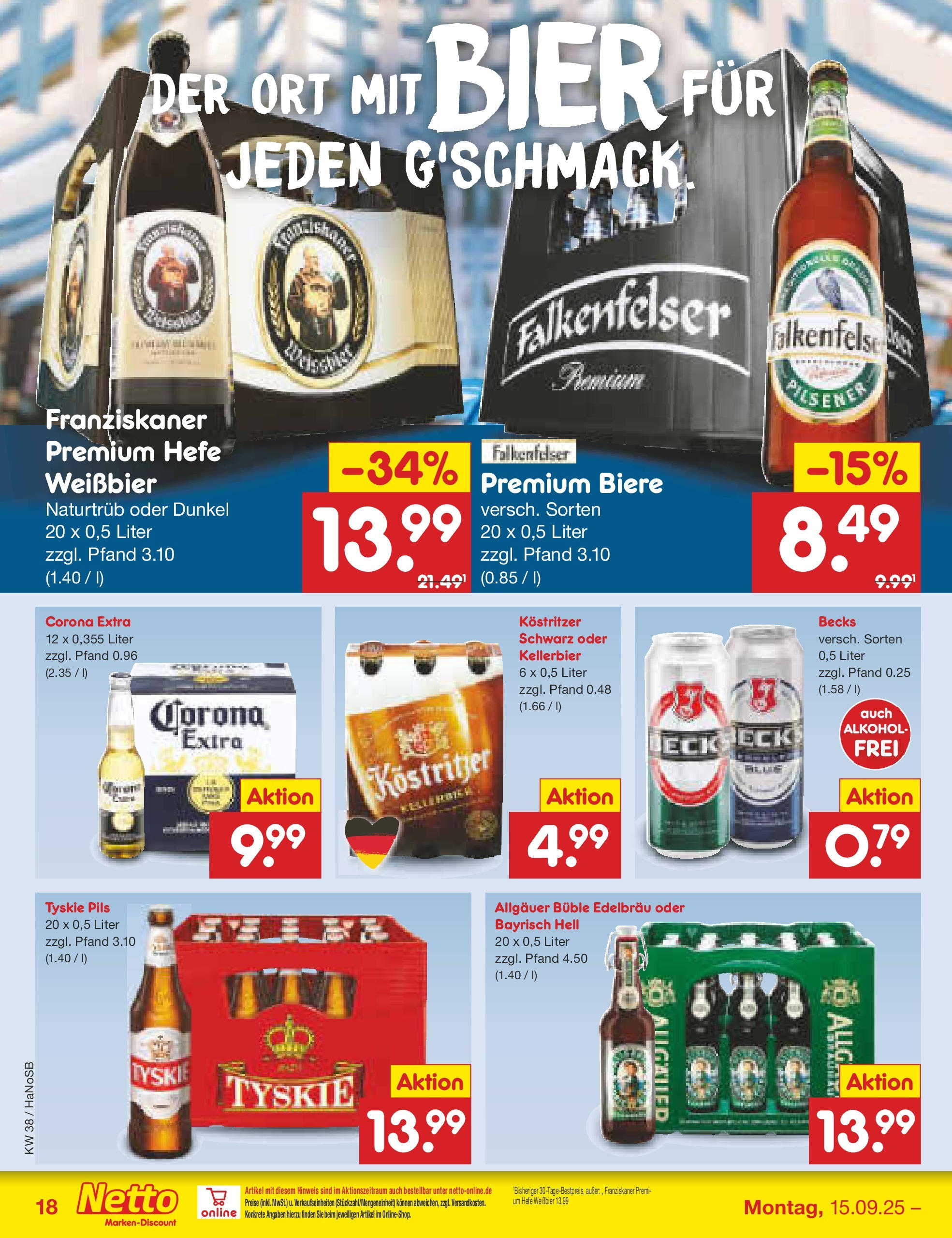 Netto Marken-Discount prospekt Schwerte-Geisecke (ab 15.09.2025) » Angebote | Seite: 18 | Produkte: Tyskie, Bier, Weißbier, Pils Netto Marken-Discount prospekt Schwerte-Geisecke (ab 15.09.2025) » Angebote | Seite: 18 | Produkte: Tyskie, Bier, Weißbier, Pils