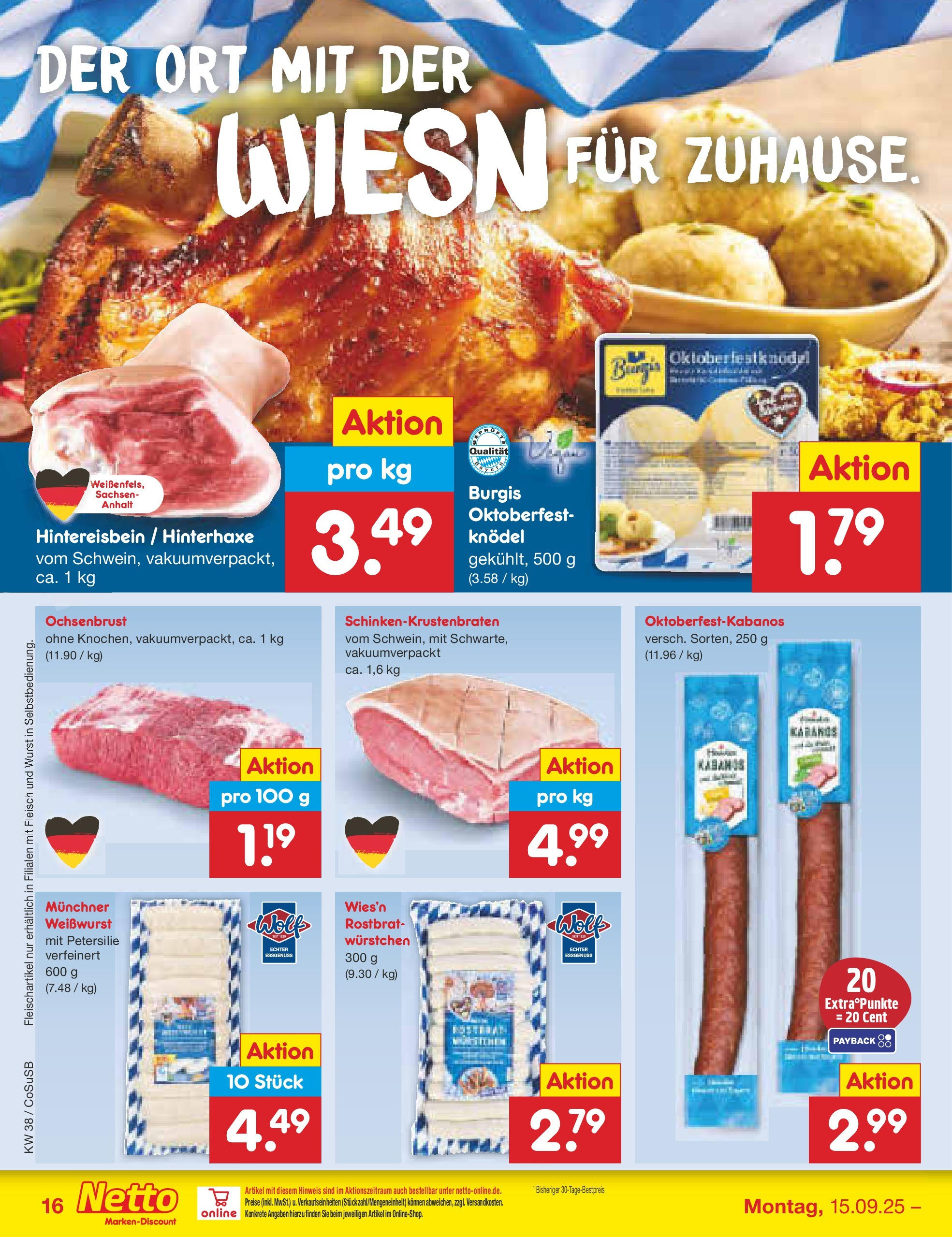 Netto Marken-Discount prospekt Bitterfeld-Wolfen	 (ab 14.09.2025) » Angebote | Seite: 16 | Produkte: Weißwurst, Wurst, Petersilie, Fleisch