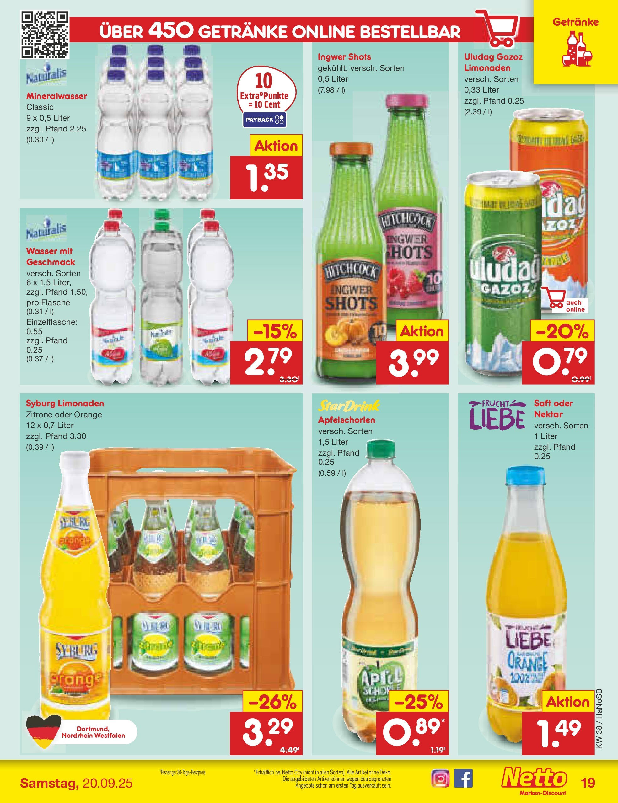 Netto Marken-Discount prospekt Schwerte-Geisecke (ab 15.09.2025) » Angebote | Seite: 19 | Produkte: Mineralwasser, Wasser, Zitrone, Saft Netto Marken-Discount prospekt Schwerte-Geisecke (ab 15.09.2025) » Angebote | Seite: 19 | Produkte: Mineralwasser, Wasser, Zitrone, Saft