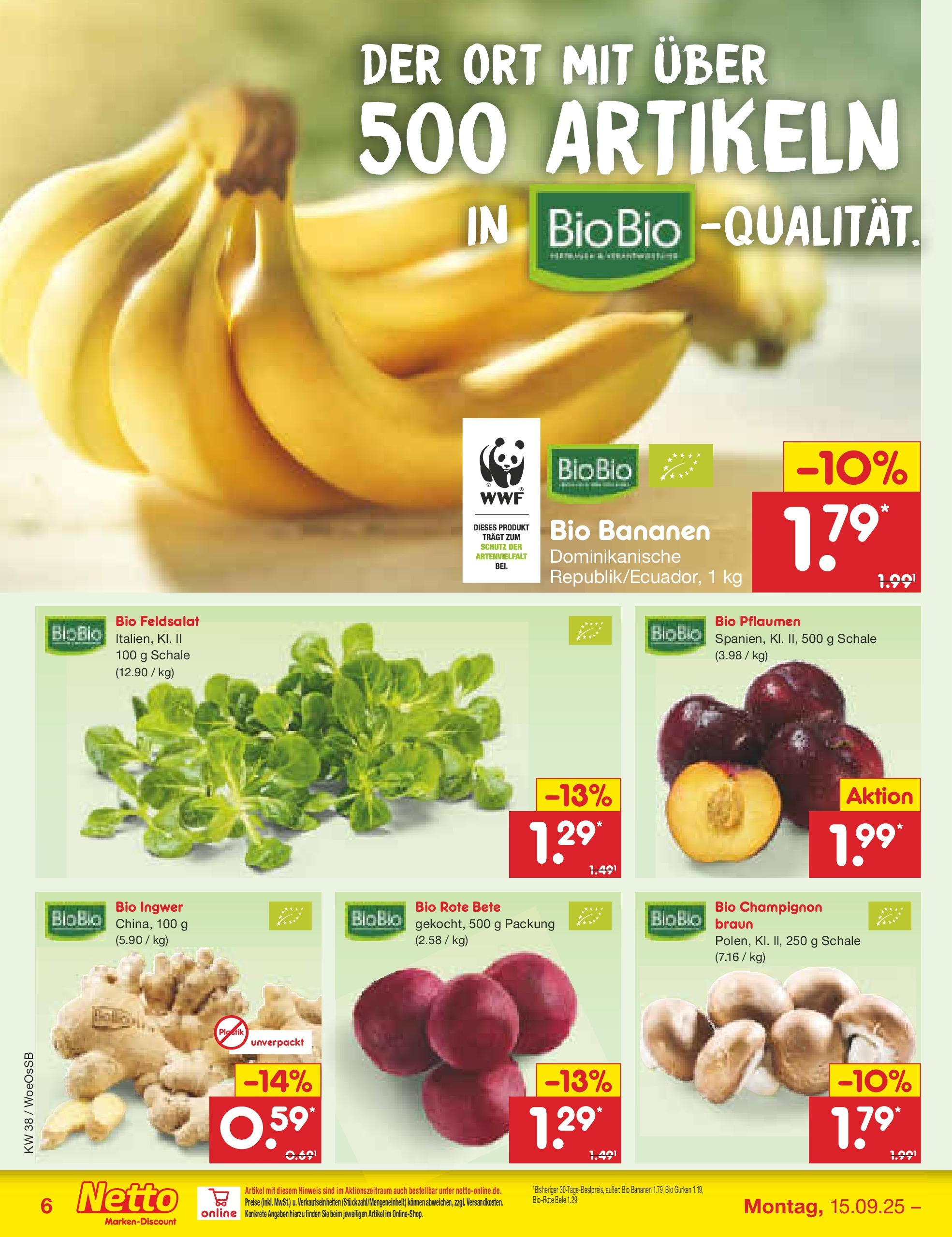 Netto Marken-Discount prospekt Gemmingen (ab 14.09.2025) » Angebote | Seite: 6 | Produkte: Pflaumen, Bananen, Gurken Netto Marken-Discount prospekt Gemmingen (ab 14.09.2025) » Angebote | Seite: 6 | Produkte: Pflaumen, Bananen, Gurken
