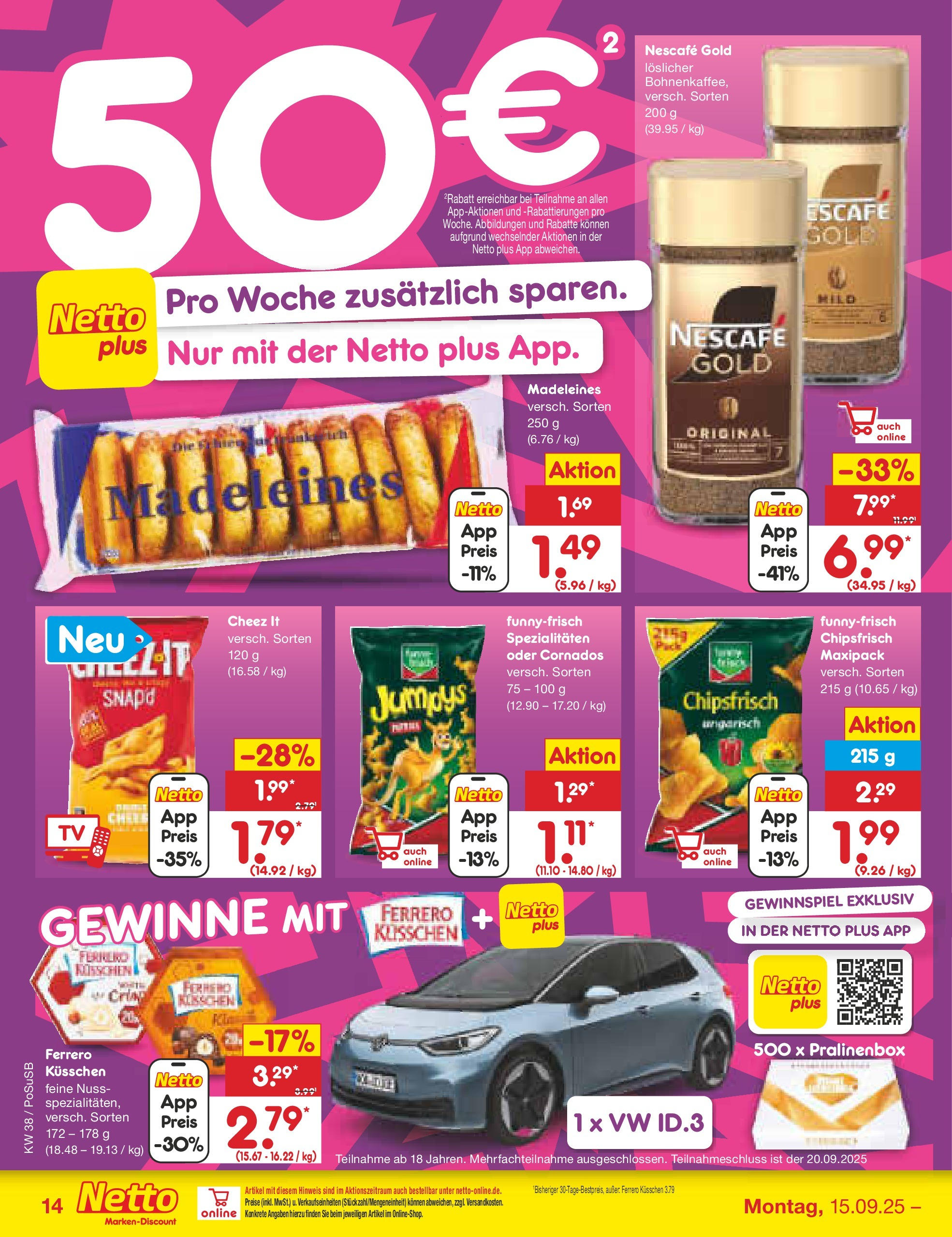 Netto Marken-Discount prospekt Gemmingen (ab 14.09.2025) » Angebote | Seite: 14 | Produkte: Nescafe, Nescafe gold, TV Netto Marken-Discount prospekt Gemmingen (ab 14.09.2025) » Angebote | Seite: 14 | Produkte: Nescafe, Nescafe gold, TV