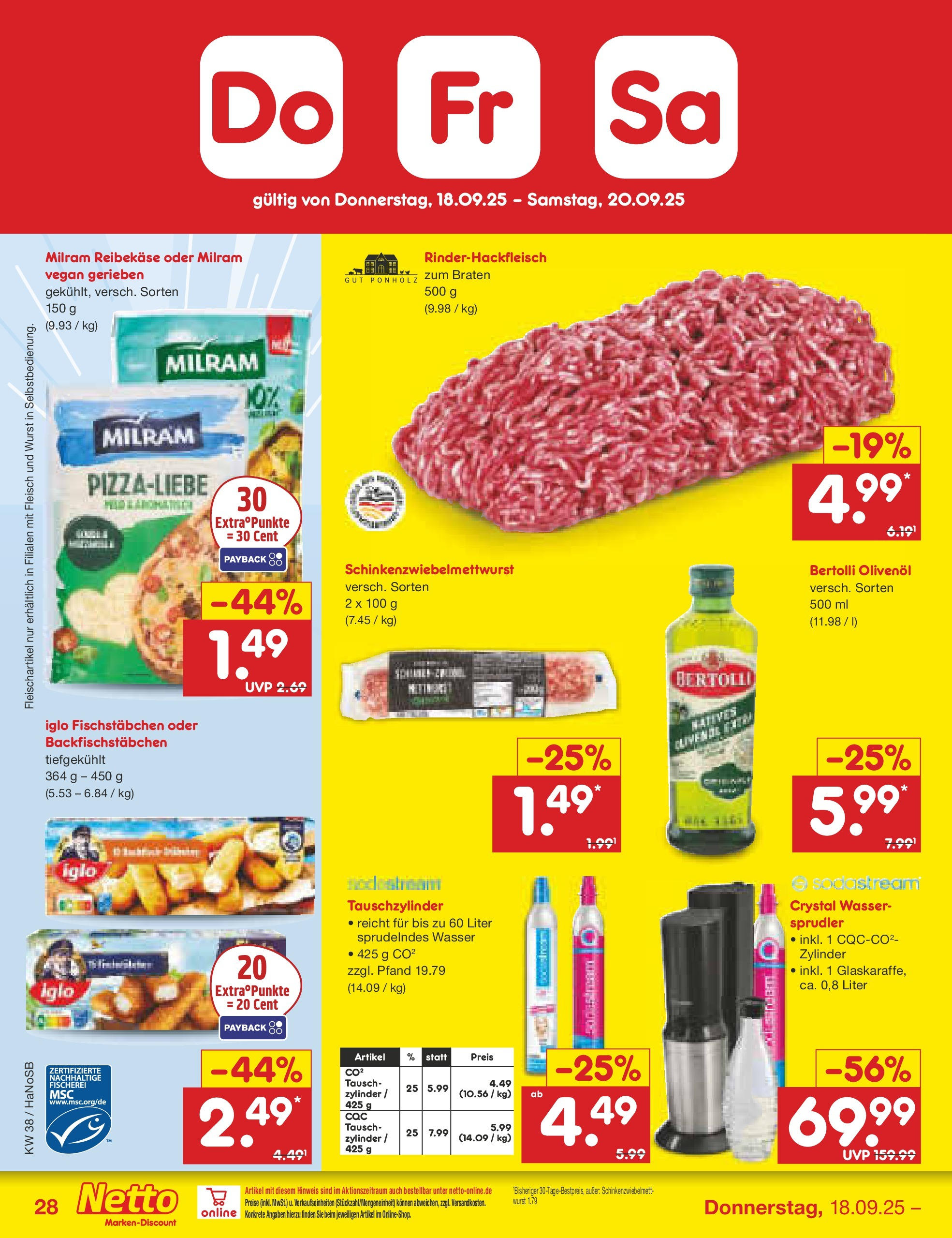 Netto Marken-Discount prospekt Schwerte-Geisecke (ab 15.09.2025) » Angebote | Seite: 30 | Produkte: Bertolli olivenol, Wasser, Wurst, Reibekase Netto Marken-Discount prospekt Schwerte-Geisecke (ab 15.09.2025) » Angebote | Seite: 30 | Produkte: Bertolli olivenol, Wasser, Wurst, Reibekase