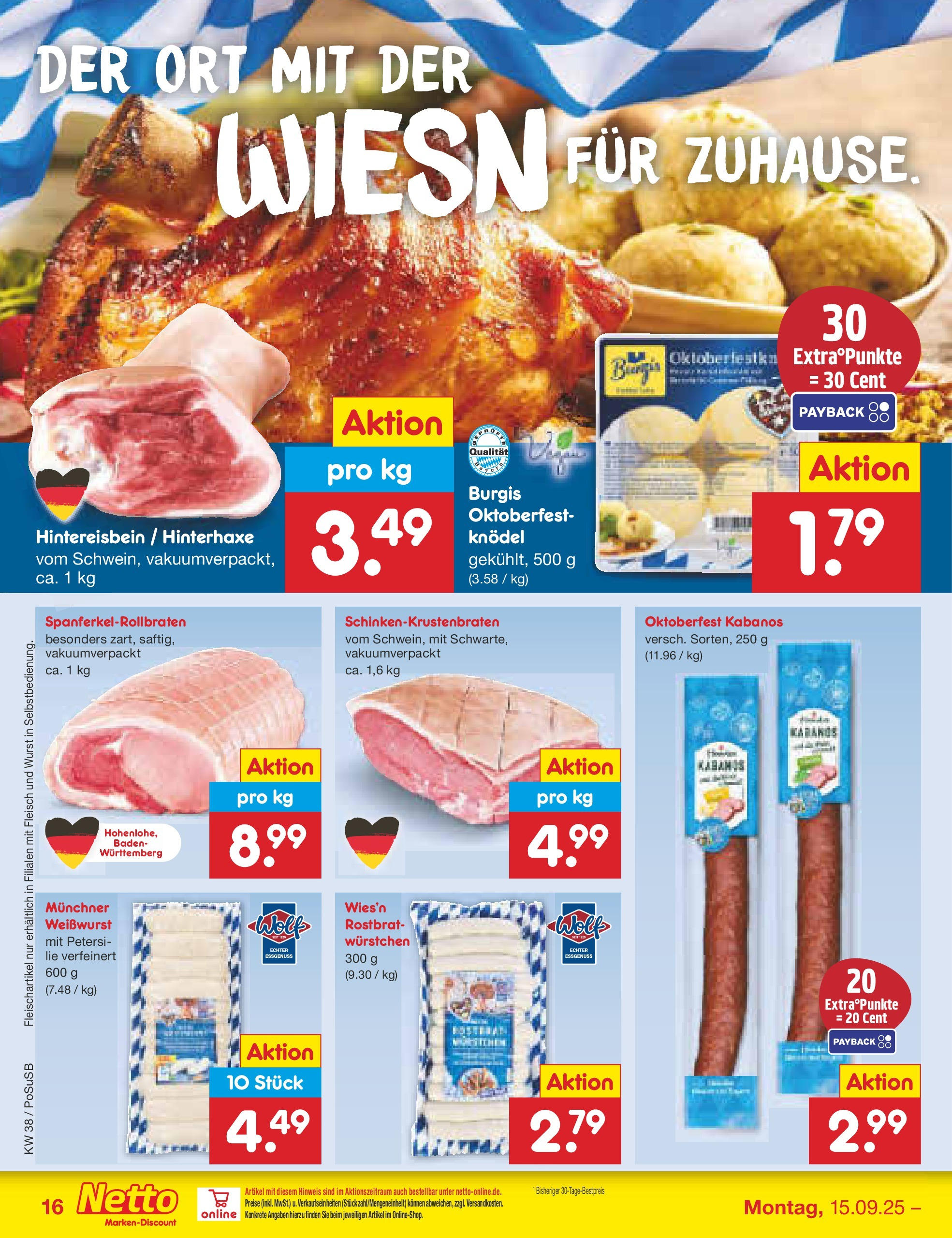 Netto Marken-Discount prospekt Gemmingen (ab 14.09.2025) » Angebote | Seite: 16 | Produkte: Weißwurst, Wurst, Fleisch Netto Marken-Discount prospekt Gemmingen (ab 14.09.2025) » Angebote | Seite: 16 | Produkte: Weißwurst, Wurst, Fleisch