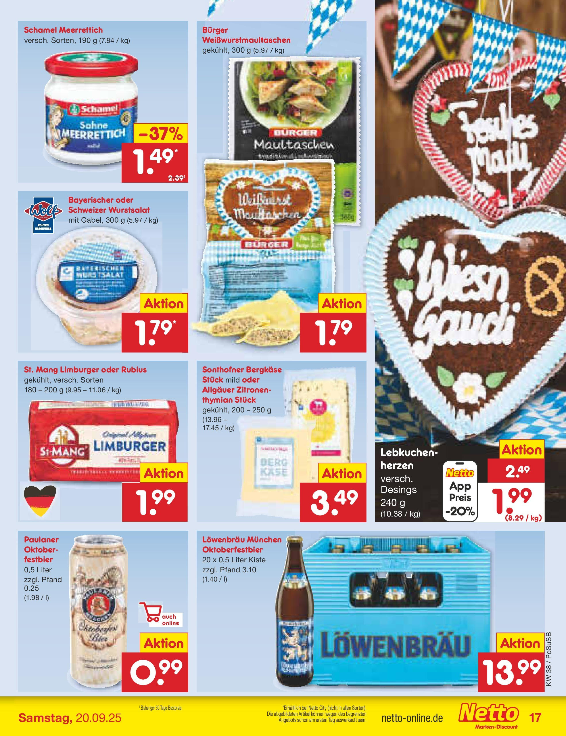 Netto Marken-Discount prospekt Gemmingen (ab 14.09.2025) » Angebote | Seite: 17 | Produkte: Burger, Salat, Paulaner, Zitronen Netto Marken-Discount prospekt Gemmingen (ab 14.09.2025) » Angebote | Seite: 17 | Produkte: Burger, Salat, Paulaner, Zitronen