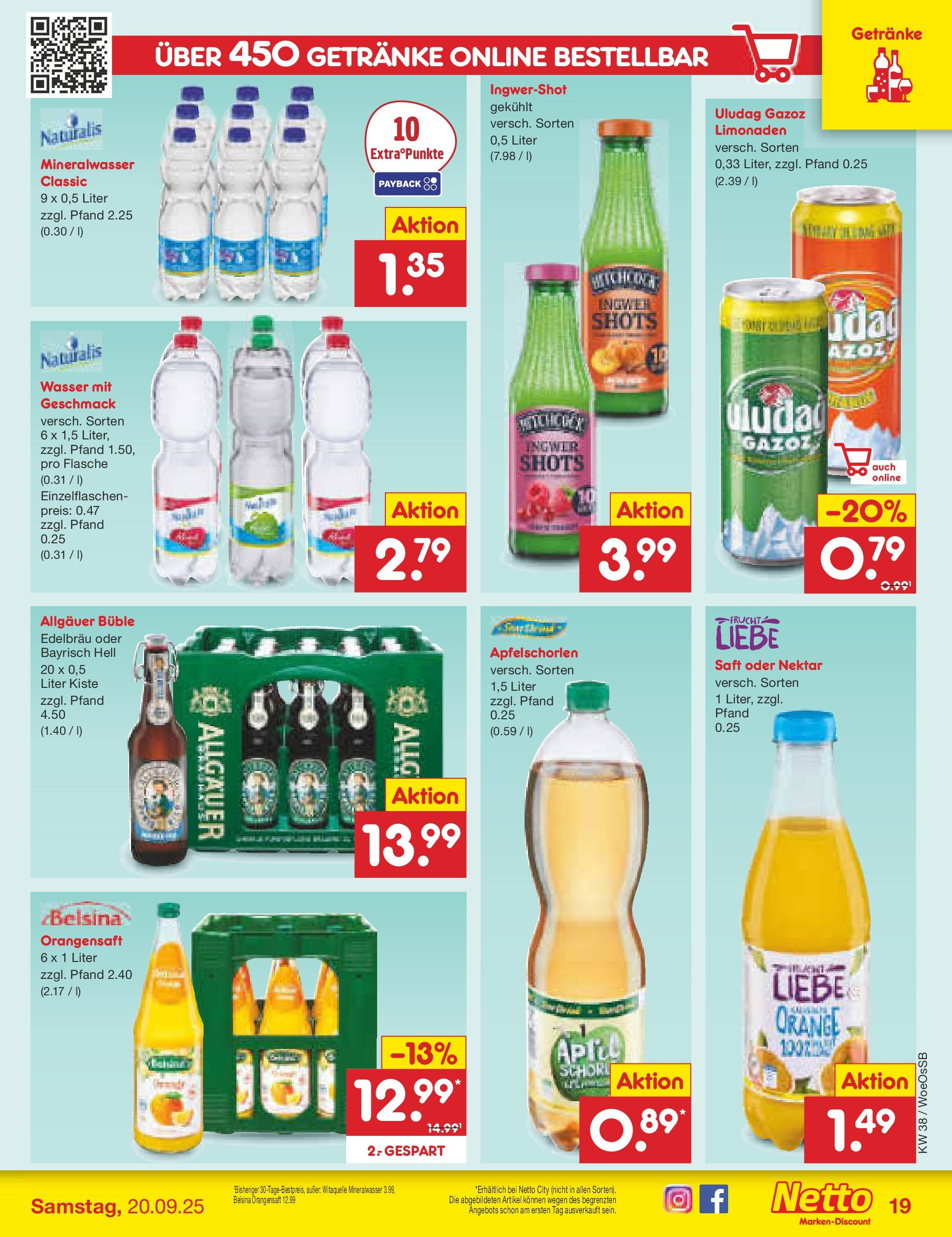 Netto Marken-Discount prospekt Gemmingen (ab 14.09.2025) » Angebote | Seite: 19 | Produkte: Orangensaft, Mineralwasser, Wasser, Saft Netto Marken-Discount prospekt Gemmingen (ab 14.09.2025) » Angebote | Seite: 19 | Produkte: Orangensaft, Mineralwasser, Wasser, Saft