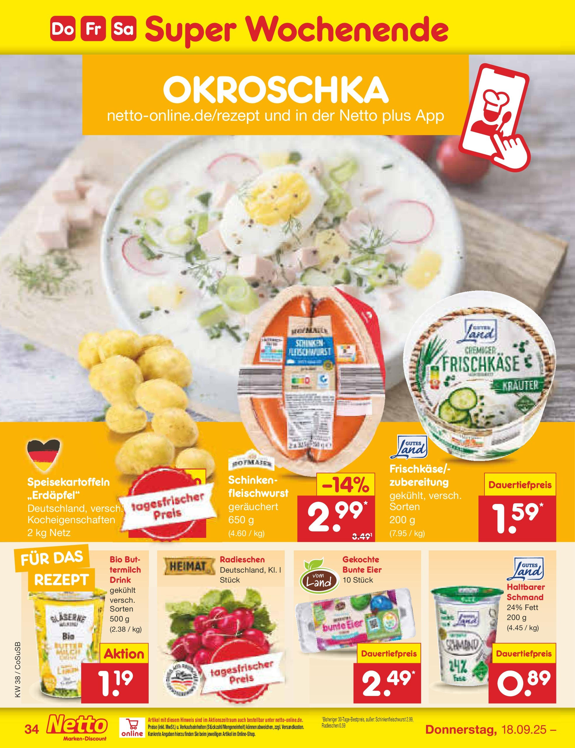 Netto Marken-Discount prospekt Bitterfeld-Wolfen	 (ab 14.09.2025) » Angebote | Seite: 36 | Produkte: Eier, Schinken, Frischkase