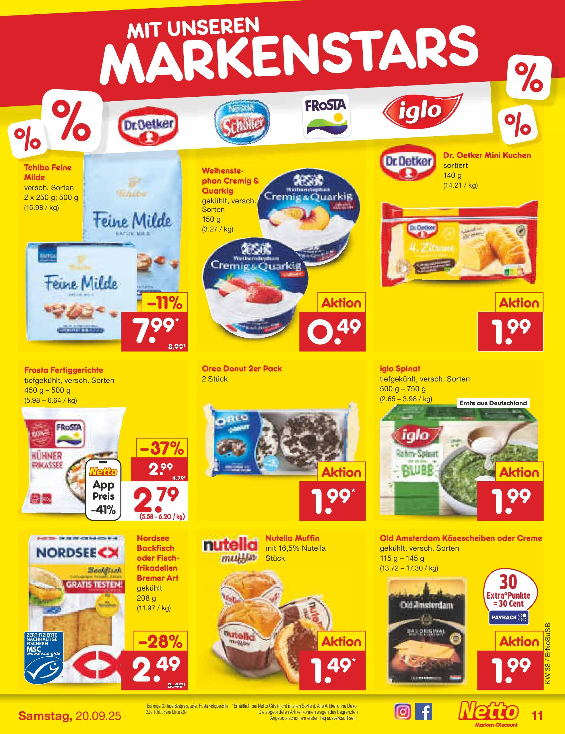 Netto Marken-Discount prospekt Elxleben	 (ab 15.09.2025) » Angebote | Seite: 15 | Produkte: Creme, Frosta, Nutella, Kuchen