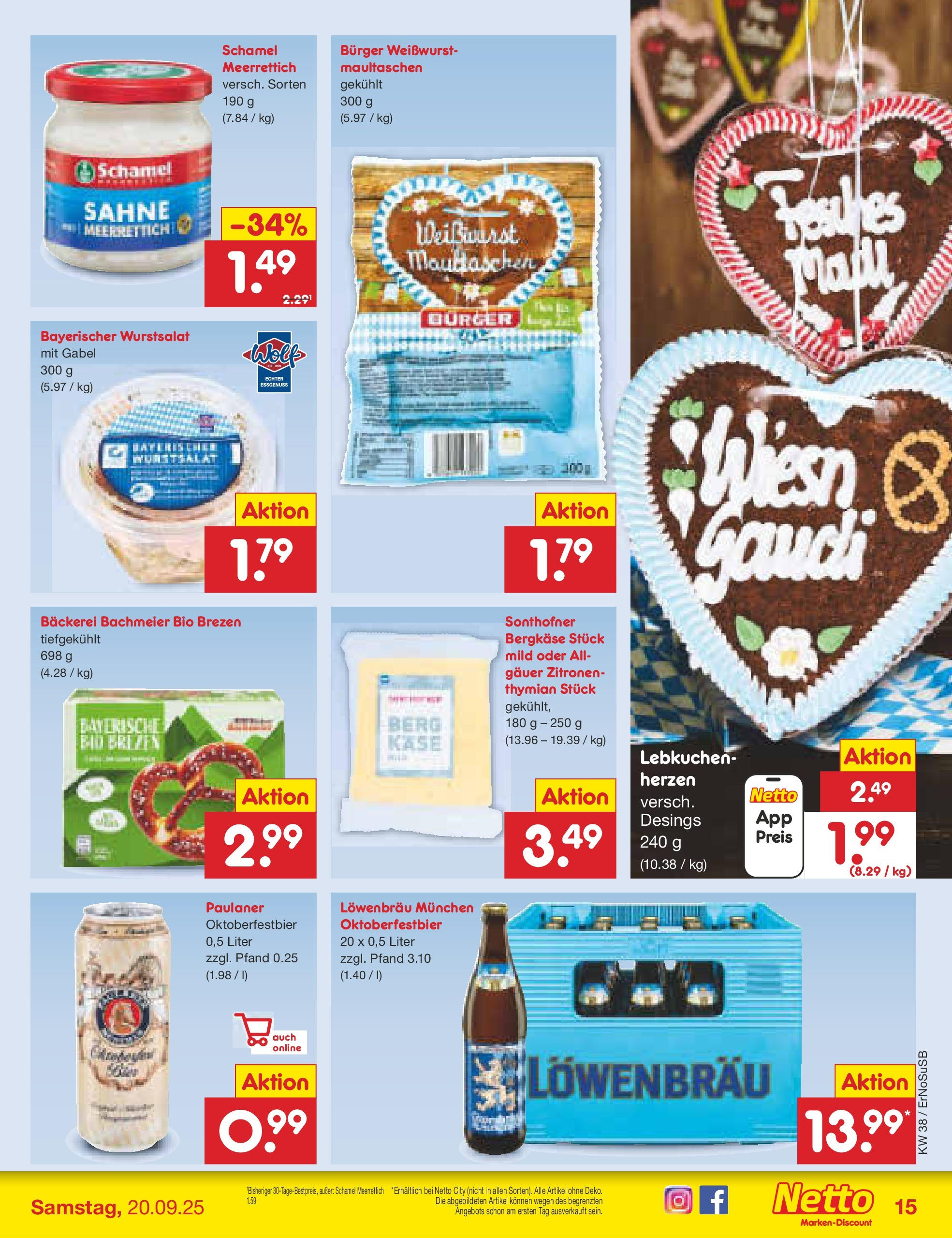 Netto Marken-Discount prospekt Elxleben	 (ab 15.09.2025) » Angebote | Seite: 19 | Produkte: Käse, Burger, Maultaschen, Zitronen