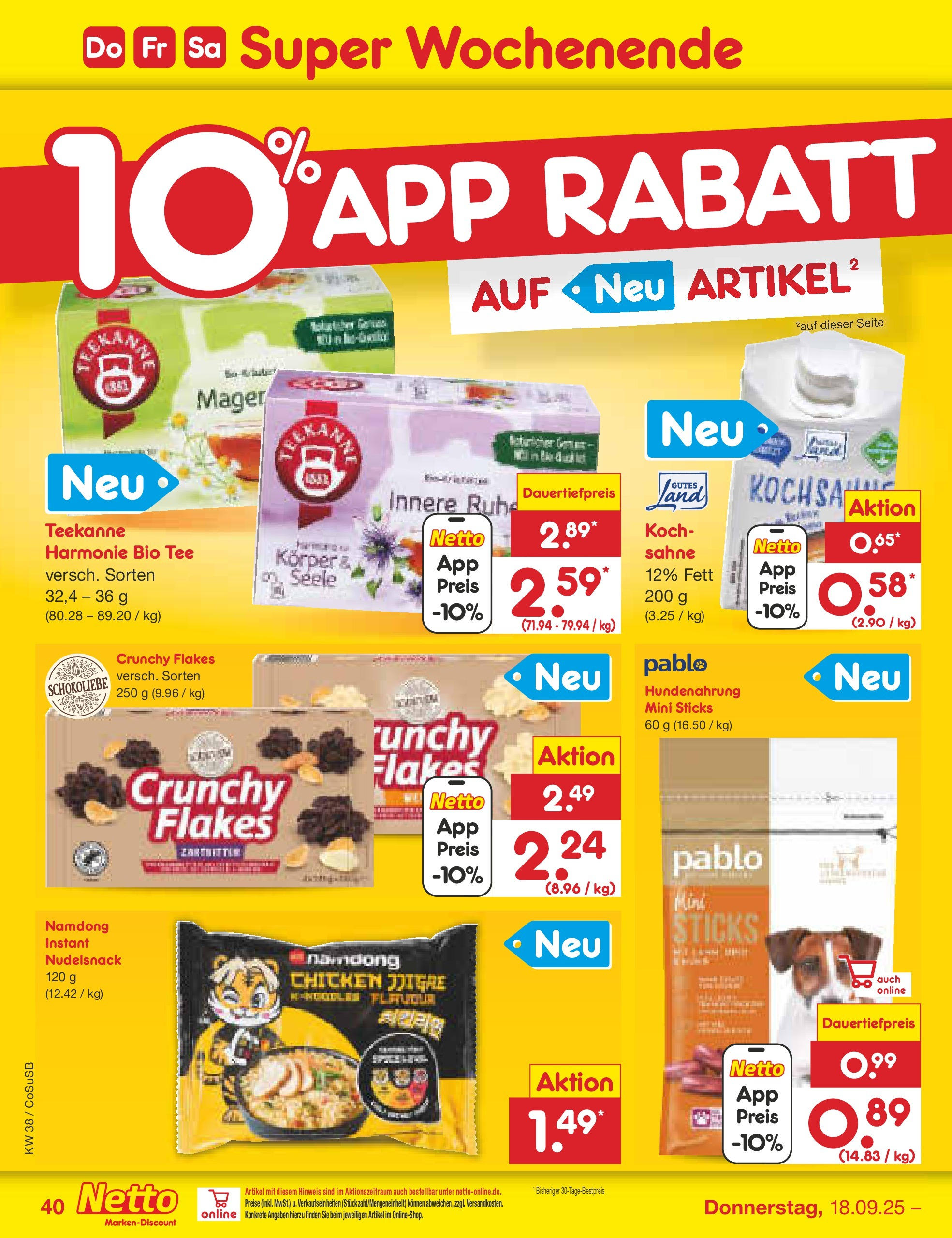 Netto Marken-Discount prospekt Bitterfeld-Wolfen	 (ab 14.09.2025) » Angebote | Seite: 42 | Produkte: Teekanne, Tee, Sahne