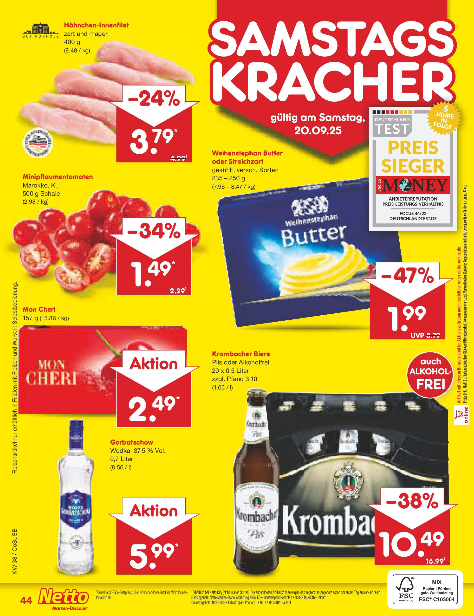 Netto Marken-Discount prospekt Bitterfeld-Wolfen	 (ab 14.09.2025) » Angebote | Seite: 49 | Produkte: Butter, Pils, Tomaten, Fleisch