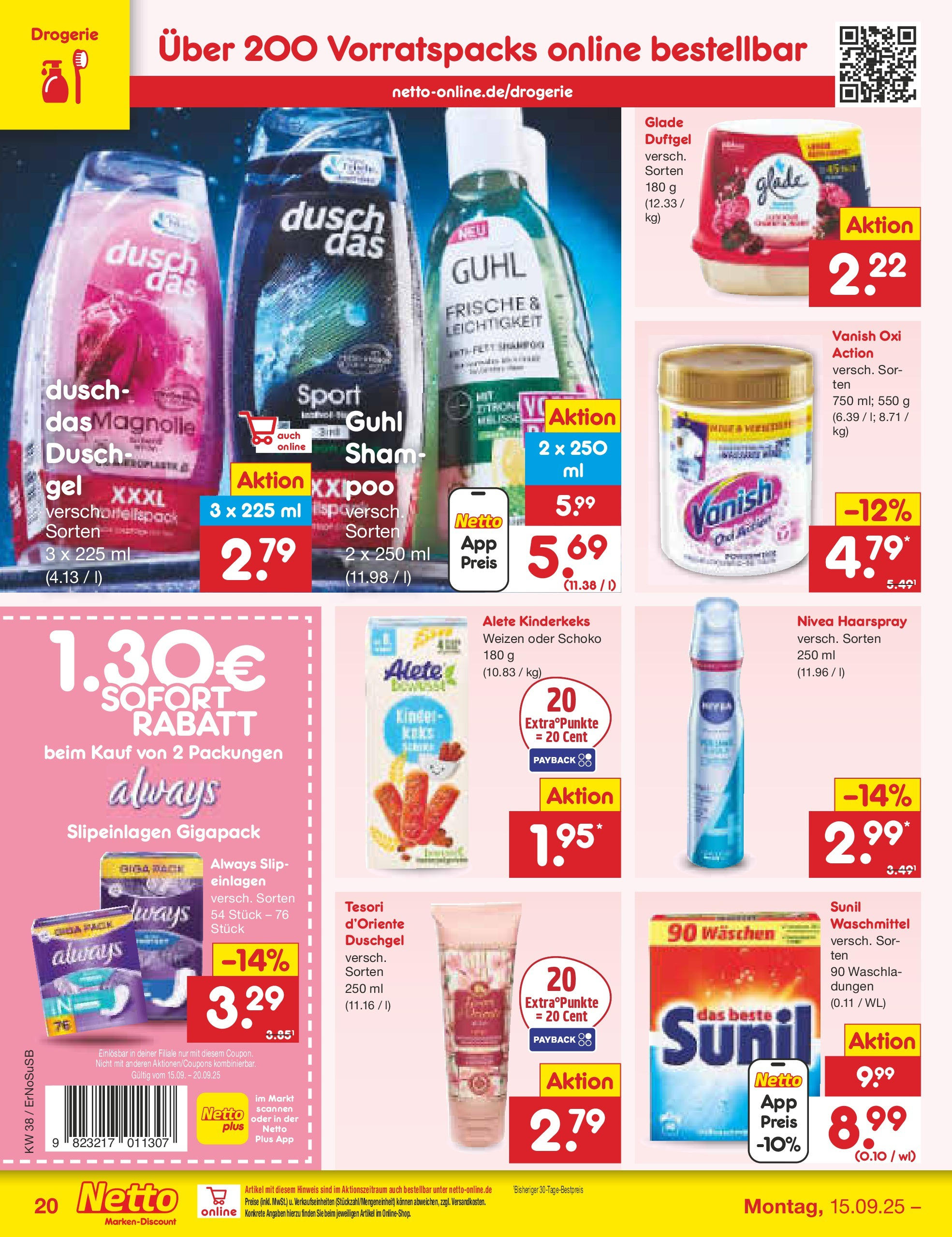 Netto Marken-Discount prospekt Elxleben	 (ab 15.09.2025) » Angebote | Seite: 26 | Produkte: Haarspray, Duschgel, Waschmittel, Slip