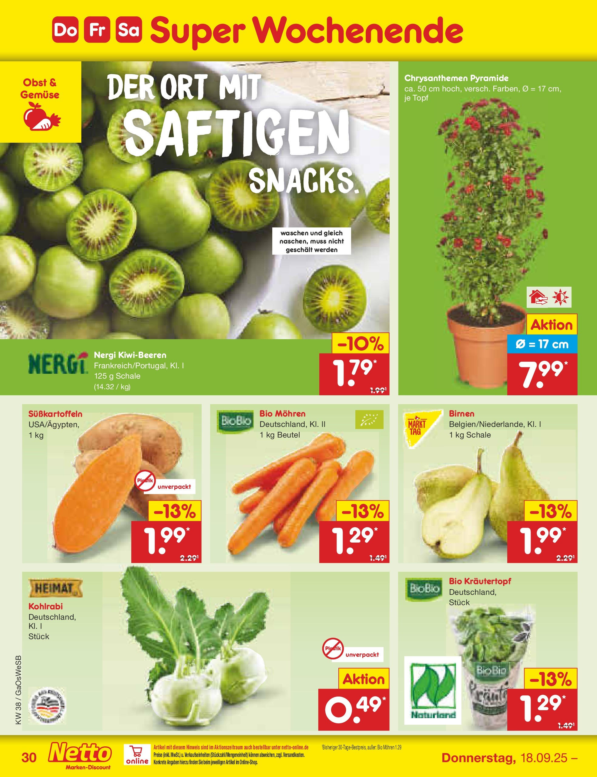 Netto Marken-Discount prospekt Bremen-Lesum	 (ab 15.09.2025) » Angebote | Seite: 34 | Produkte: Kohlrabi, Mohren, Gemüse, Obst