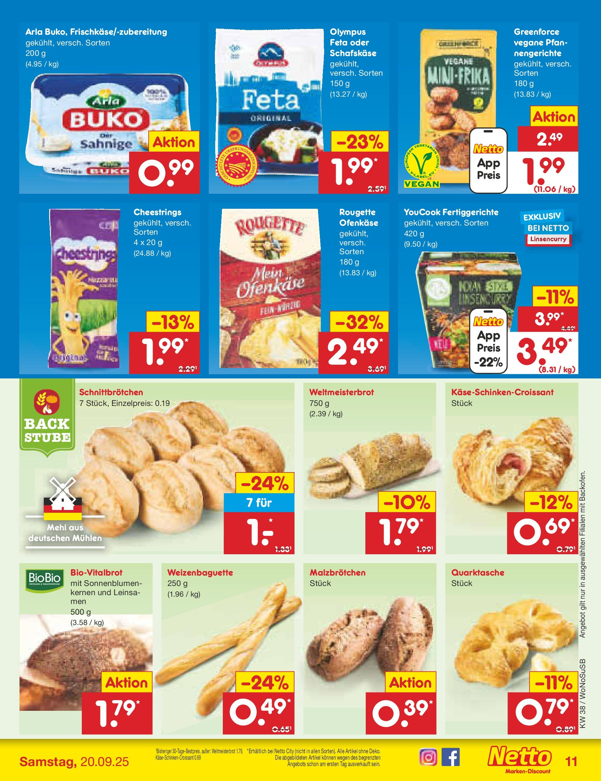 Netto Marken-Discount prospekt Frankfurt am Main (ab 15.09.2025) » Angebote | Seite: 11 | Produkte: Youcook, Käse, Fertiggerichte, Schafskase Netto Marken-Discount prospekt Frankfurt am Main (ab 15.09.2025) » Angebote | Seite: 11 | Produkte: Youcook, Käse, Fertiggerichte, Schafskase