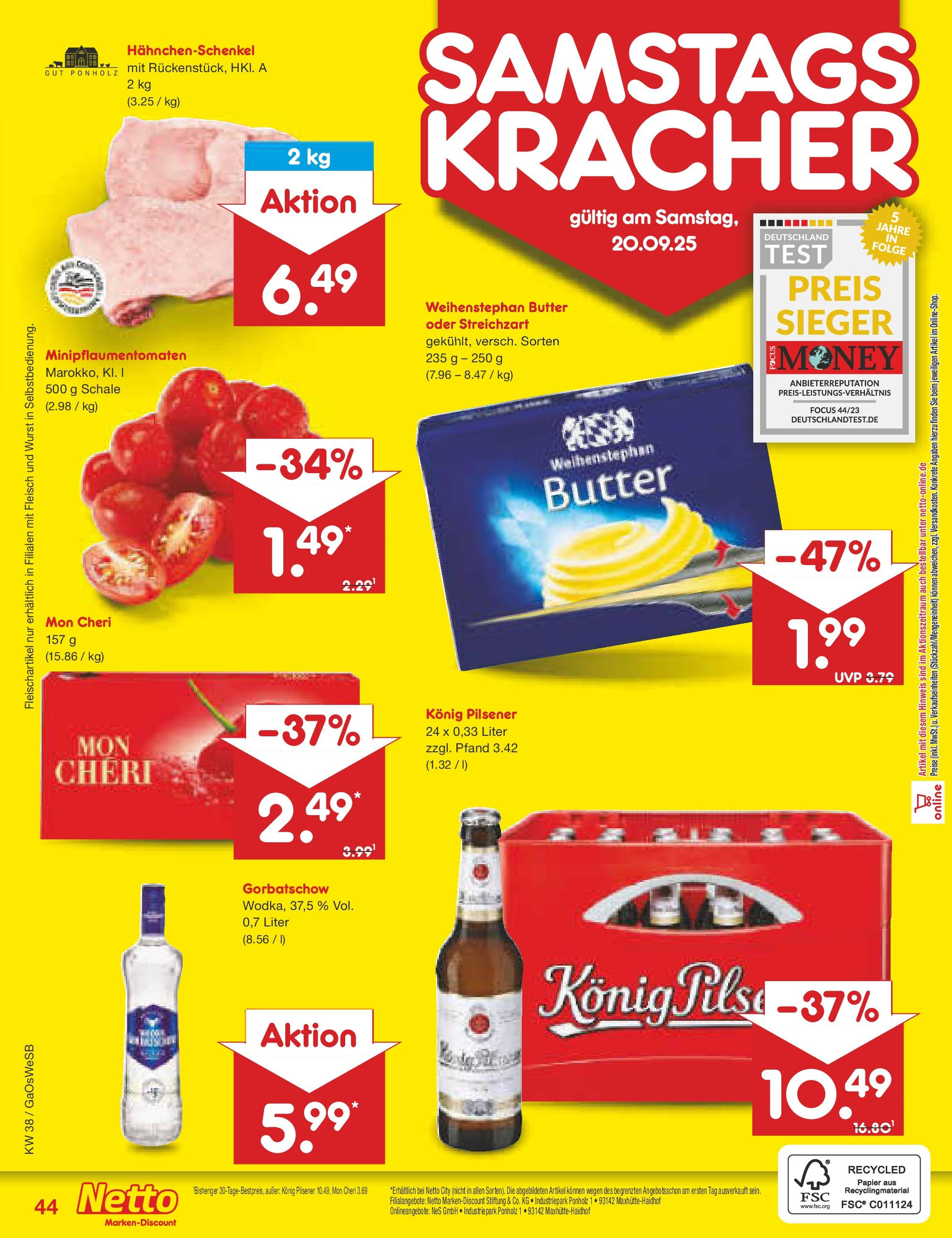 Netto Marken-Discount prospekt Bremen-Lesum	 (ab 15.09.2025) » Angebote | Seite: 51 | Produkte: Hahnchenschenkel, Butter, Weihenstephan butter, Fleisch