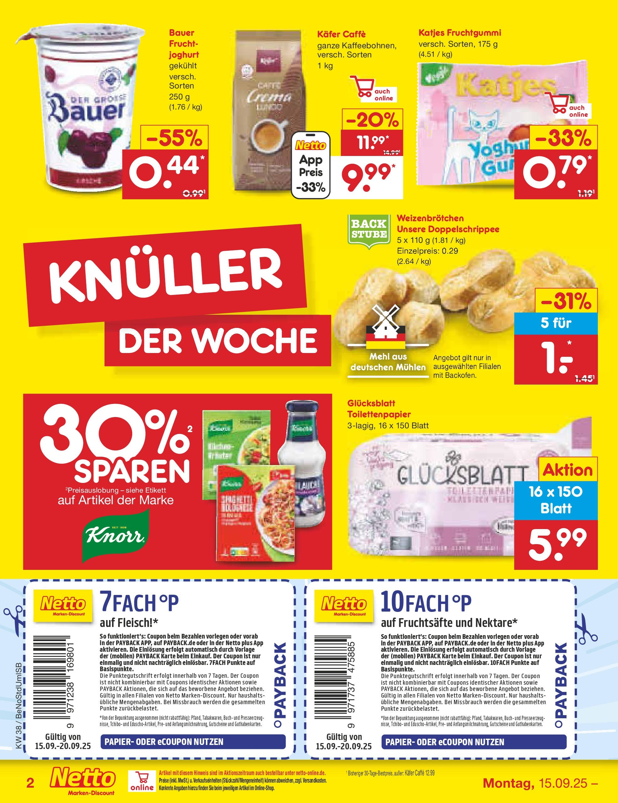 Netto Marken-Discount prospekt Berlin-Spandau	 (ab 15.09.2025) » Angebote | Seite: 2 | Produkte: Presse, Joghurt, Katjes, Fleisch