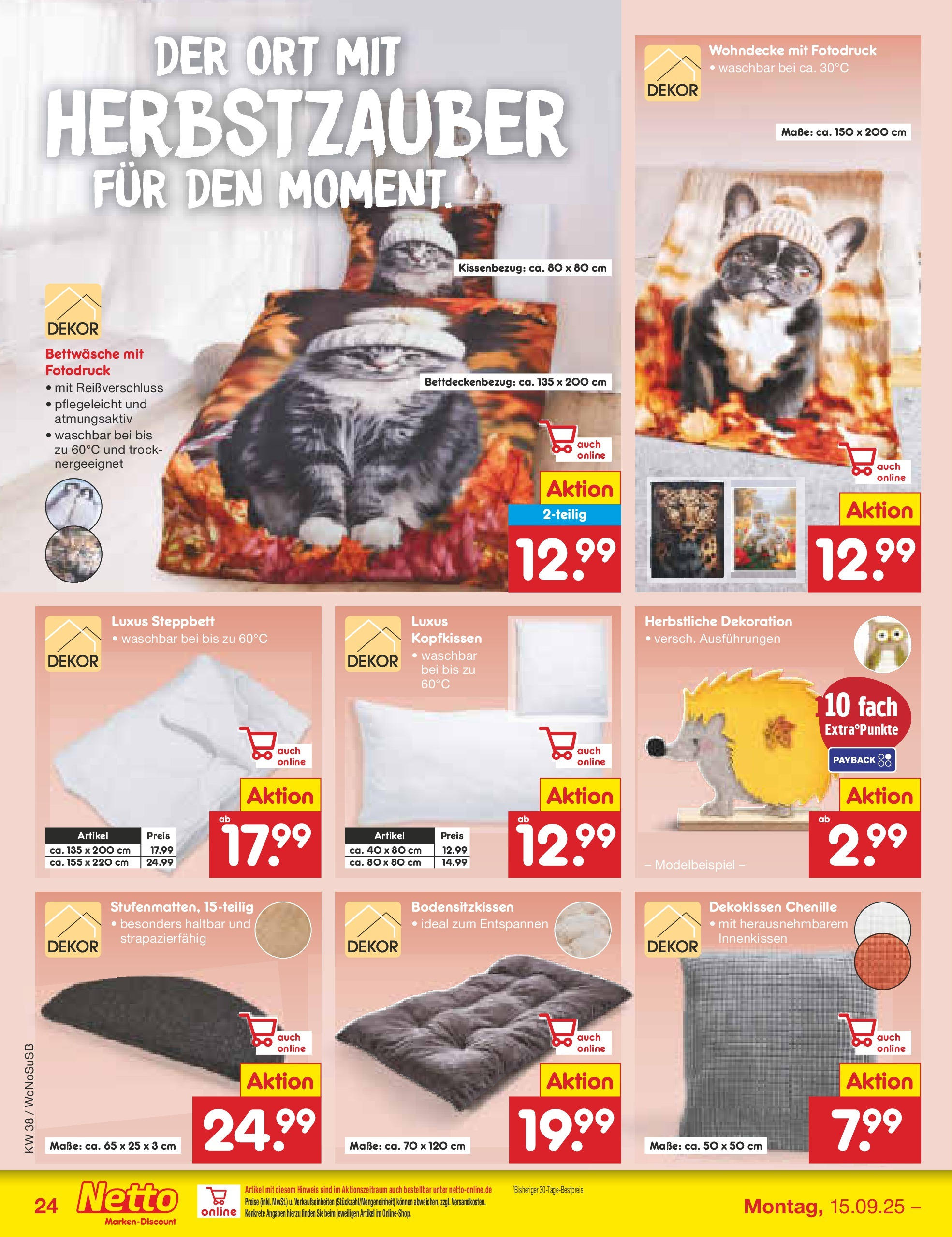 Netto Marken-Discount prospekt Frankfurt am Main (ab 15.09.2025) » Angebote | Seite: 26 | Produkte: Bettwäsche, Kopfkissen Netto Marken-Discount prospekt Frankfurt am Main (ab 15.09.2025) » Angebote | Seite: 26 | Produkte: Bettwäsche, Kopfkissen