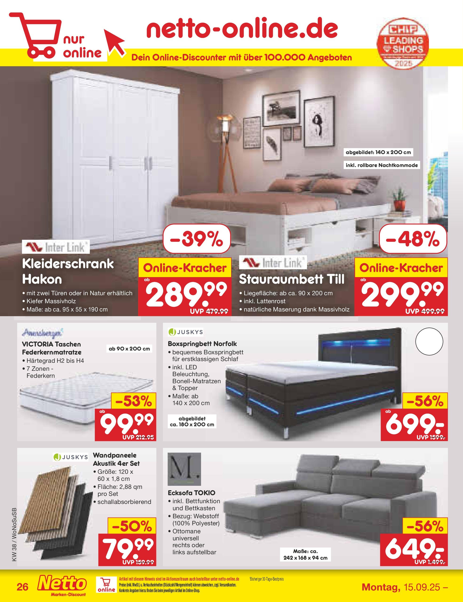 Netto Marken-Discount prospekt Frankfurt am Main (ab 15.09.2025) » Angebote | Seite: 30 | Produkte: Ecksofa, Kleiderschrank, Lattenrost, Topper Netto Marken-Discount prospekt Frankfurt am Main (ab 15.09.2025) » Angebote | Seite: 30 | Produkte: Ecksofa, Kleiderschrank, Lattenrost, Topper