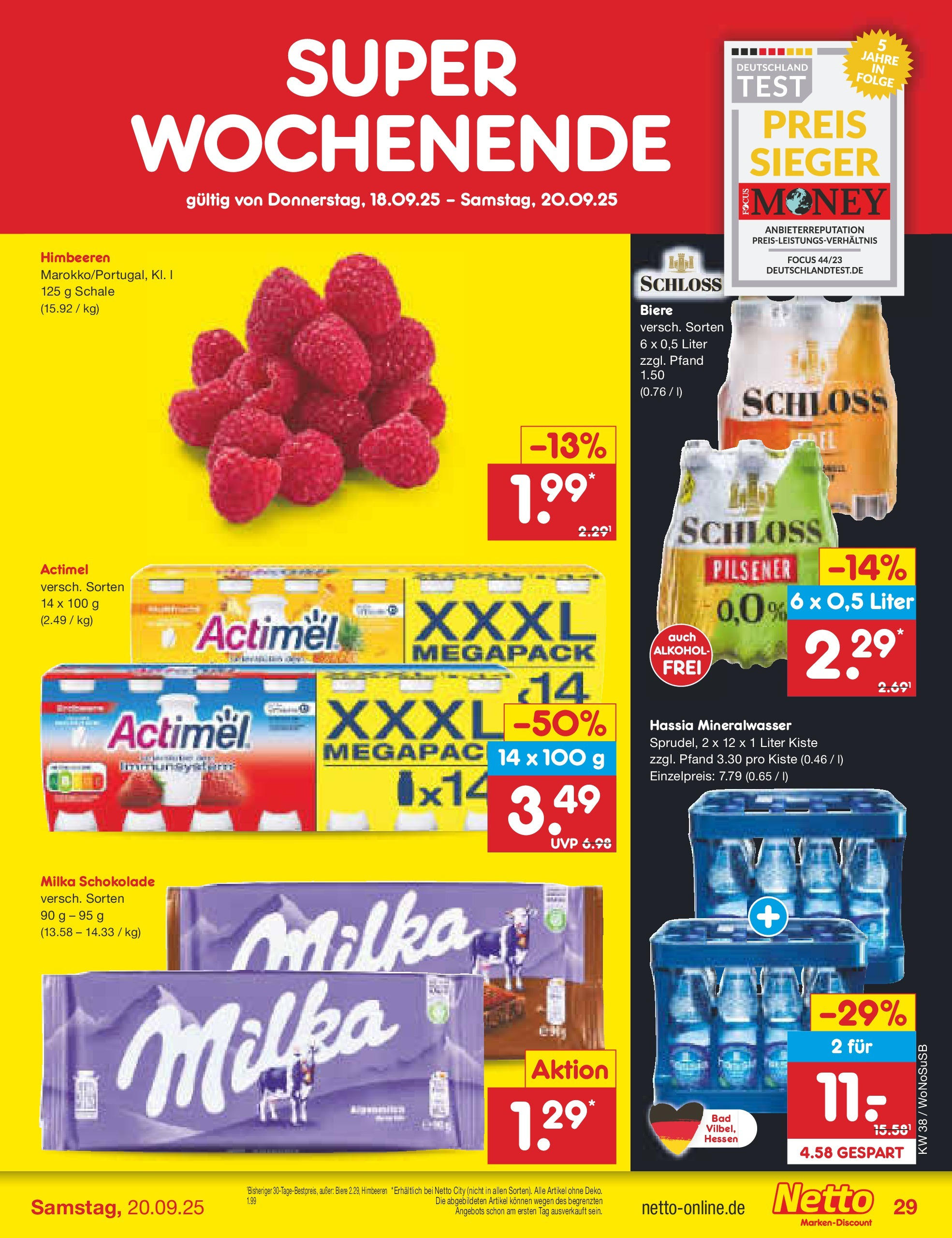 Netto Marken-Discount prospekt Frankfurt am Main (ab 15.09.2025) » Angebote | Seite: 33 | Produkte: Schokolade, Milka schokolade, Milka, Mineralwasser Netto Marken-Discount prospekt Frankfurt am Main (ab 15.09.2025) » Angebote | Seite: 33 | Produkte: Schokolade, Milka schokolade, Milka, Mineralwasser