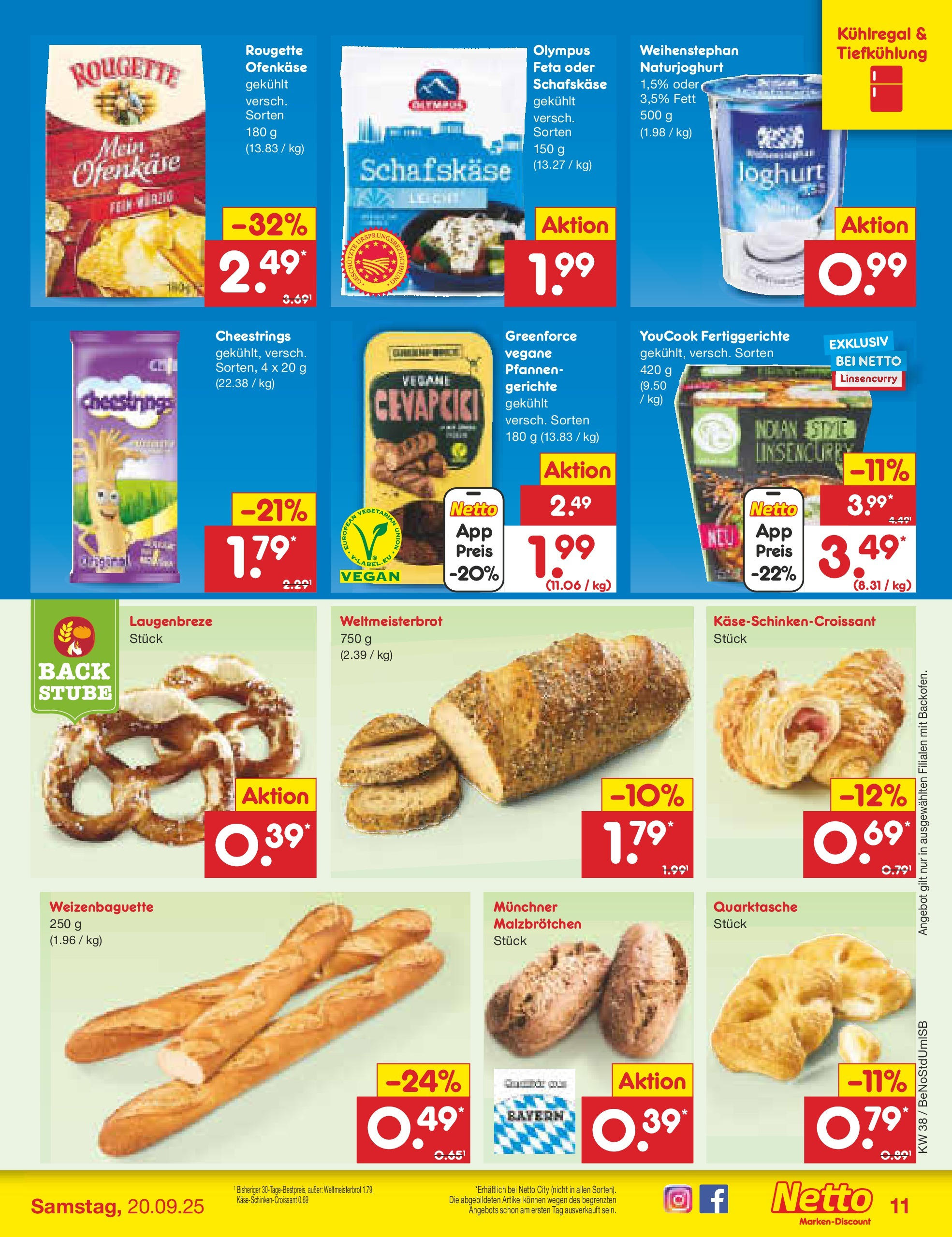 Netto Marken-Discount prospekt Berlin-Spandau	 (ab 15.09.2025) » Angebote | Seite: 11 | Produkte: Youcook, Feta, Cevapcici, Schafskase