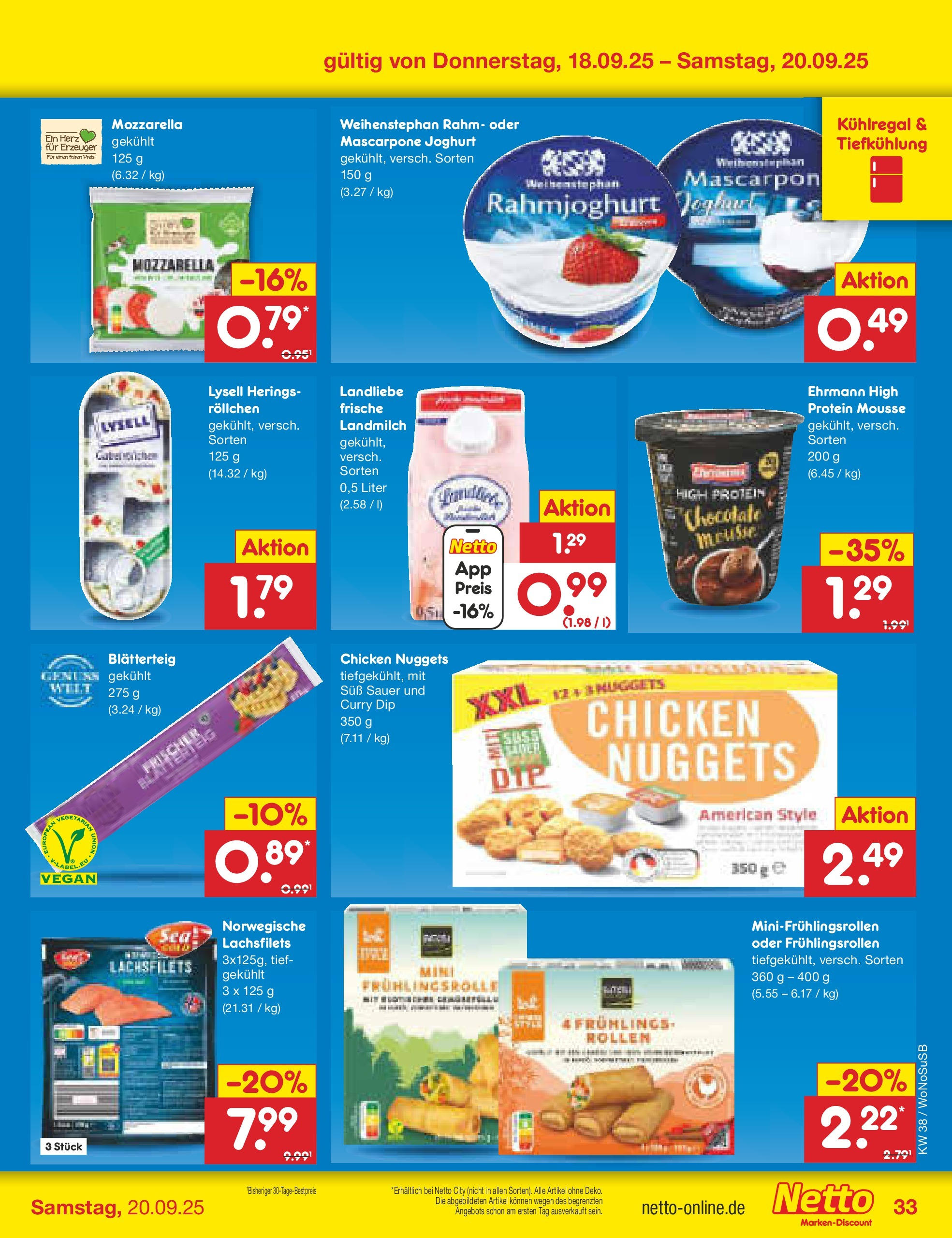 Netto Marken-Discount prospekt Frankfurt am Main (ab 15.09.2025) » Angebote | Seite: 37 | Produkte: Mascarpone, Joghurt, Mozzarella Netto Marken-Discount prospekt Frankfurt am Main (ab 15.09.2025) » Angebote | Seite: 37 | Produkte: Mascarpone, Joghurt, Mozzarella