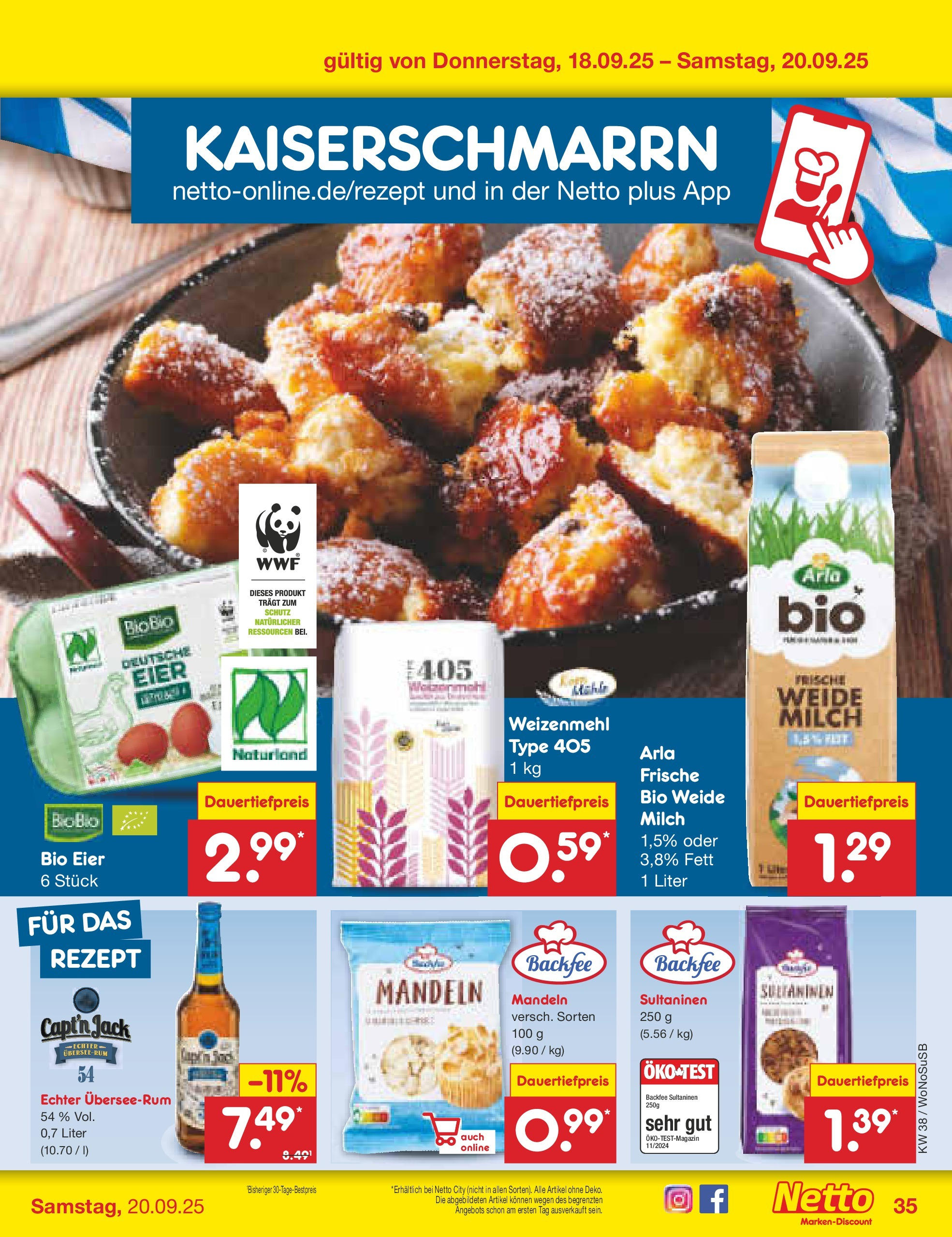 Netto Marken-Discount prospekt Frankfurt am Main (ab 15.09.2025) » Angebote | Seite: 39 | Produkte: Milch, Eier, Weizenmehl, Mandeln Netto Marken-Discount prospekt Frankfurt am Main (ab 15.09.2025) » Angebote | Seite: 39 | Produkte: Milch, Eier, Weizenmehl, Mandeln