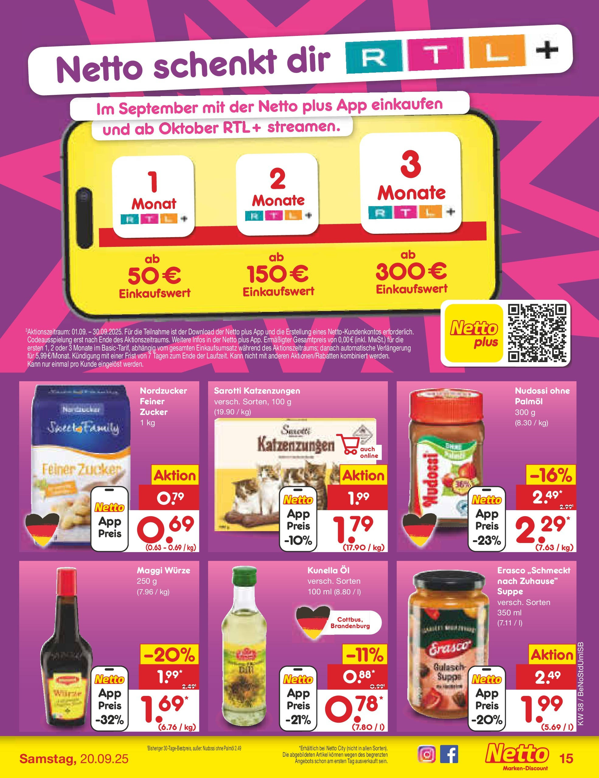 Netto Marken-Discount prospekt Berlin-Spandau	 (ab 15.09.2025) » Angebote | Seite: 15 | Produkte: Maggi, Gulasch, Zucker, Erasco