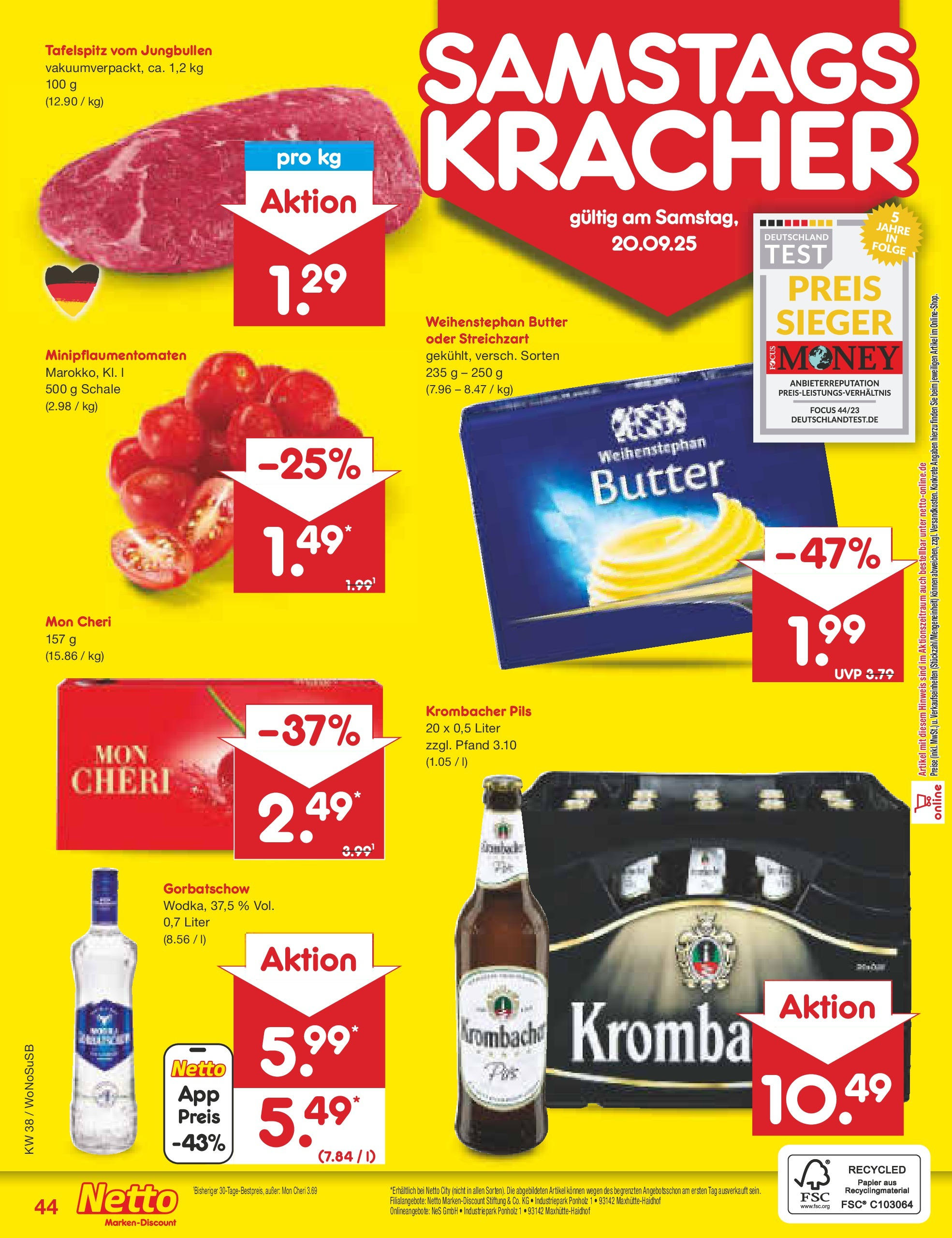 Netto Marken-Discount prospekt Frankfurt am Main (ab 15.09.2025) » Angebote | Seite: 51 | Produkte: Butter, Pils, Weihenstephan butter, Mon cheri Netto Marken-Discount prospekt Frankfurt am Main (ab 15.09.2025) » Angebote | Seite: 51 | Produkte: Butter, Pils, Weihenstephan butter, Mon cheri