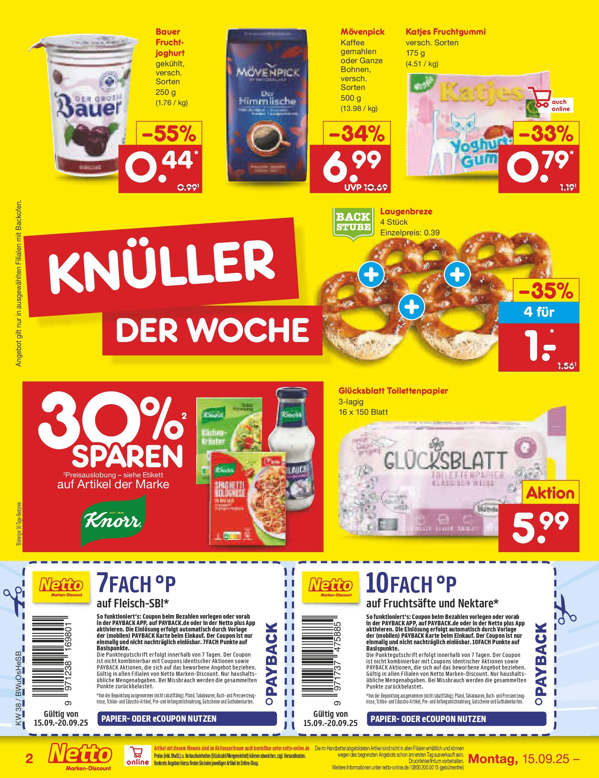 Netto Marken-Discount prospekt Osterode	 (ab 15.09.2025) » Angebote | Seite: 2 | Produkte: Joghurt, Kaffee, Katjes, Toilettenpapier