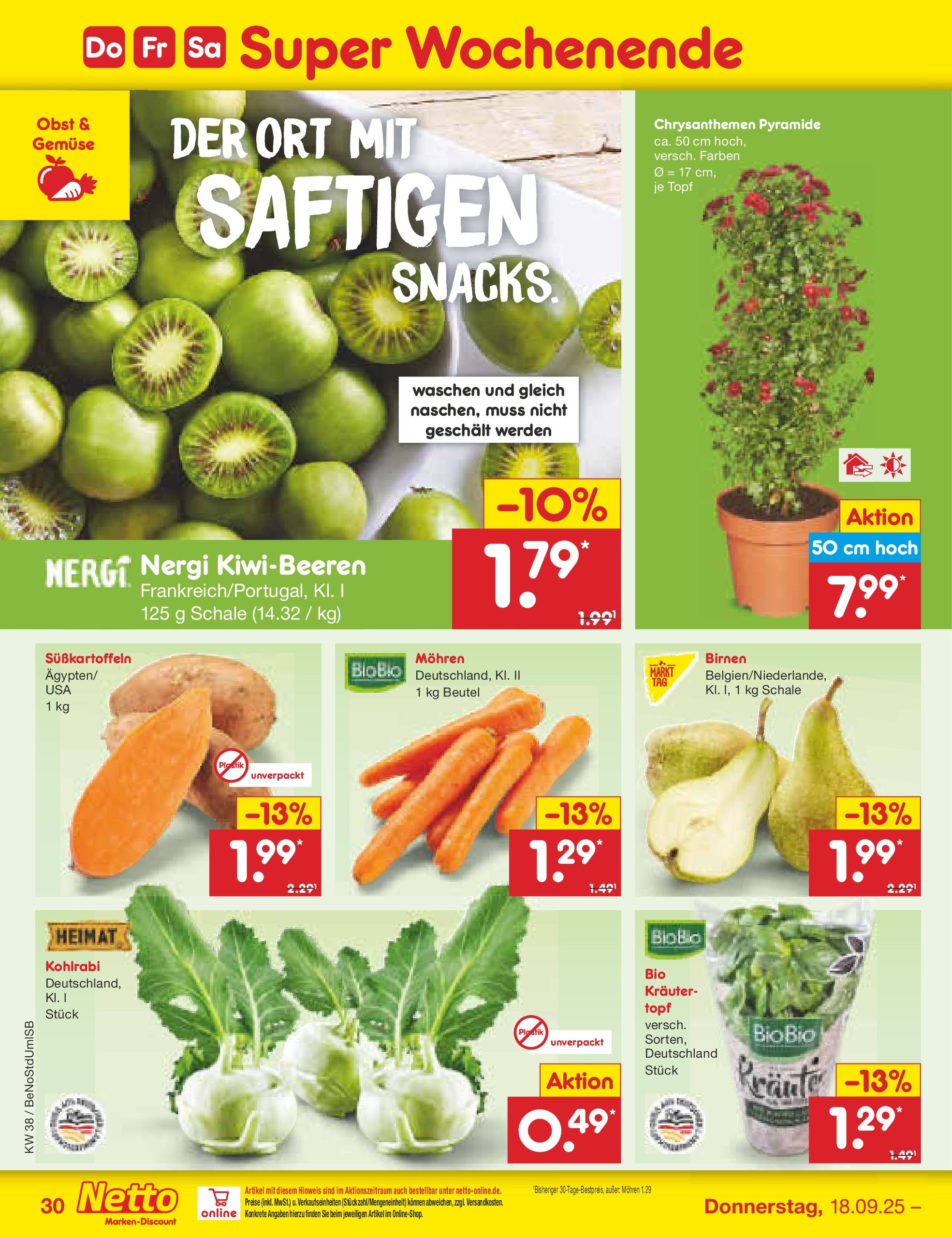 Netto Marken-Discount prospekt Berlin-Spandau	 (ab 15.09.2025) » Angebote | Seite: 34 | Produkte: Kohlrabi, Mohren, Gemüse, Obst