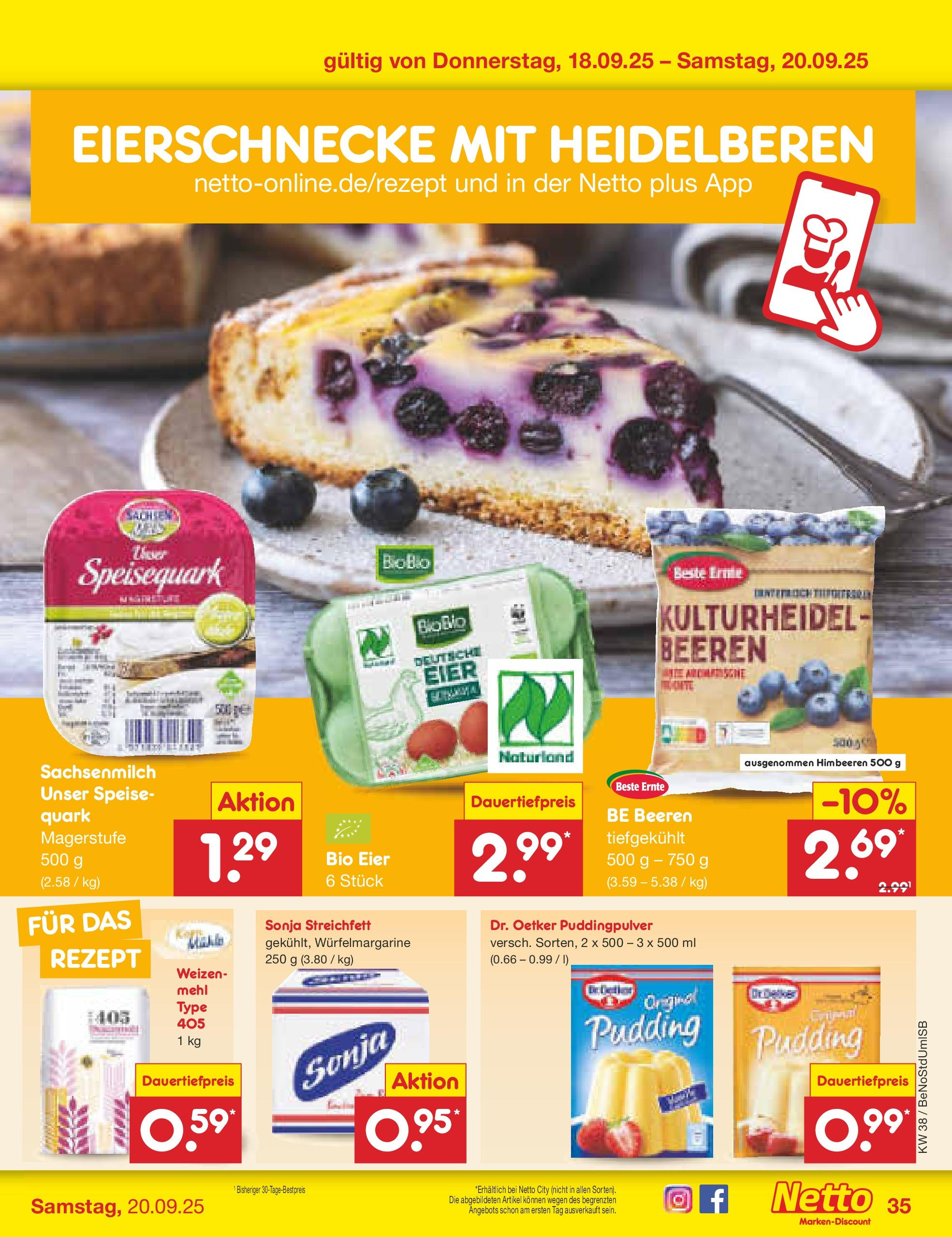 Netto Marken-Discount prospekt Berlin-Spandau	 (ab 15.09.2025) » Angebote | Seite: 39 | Produkte: Himbeeren, Eier, Pudding, Speisequark