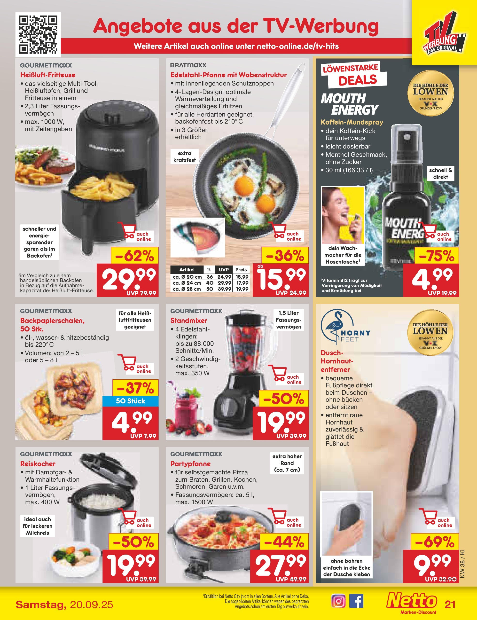 Netto Marken-Discount prospekt Mistelbach	 (ab 14.09.2025) » Angebote | Seite: 23 | Produkte: Dusche, Wasser, Fritteuse, Heißluftfritteuse