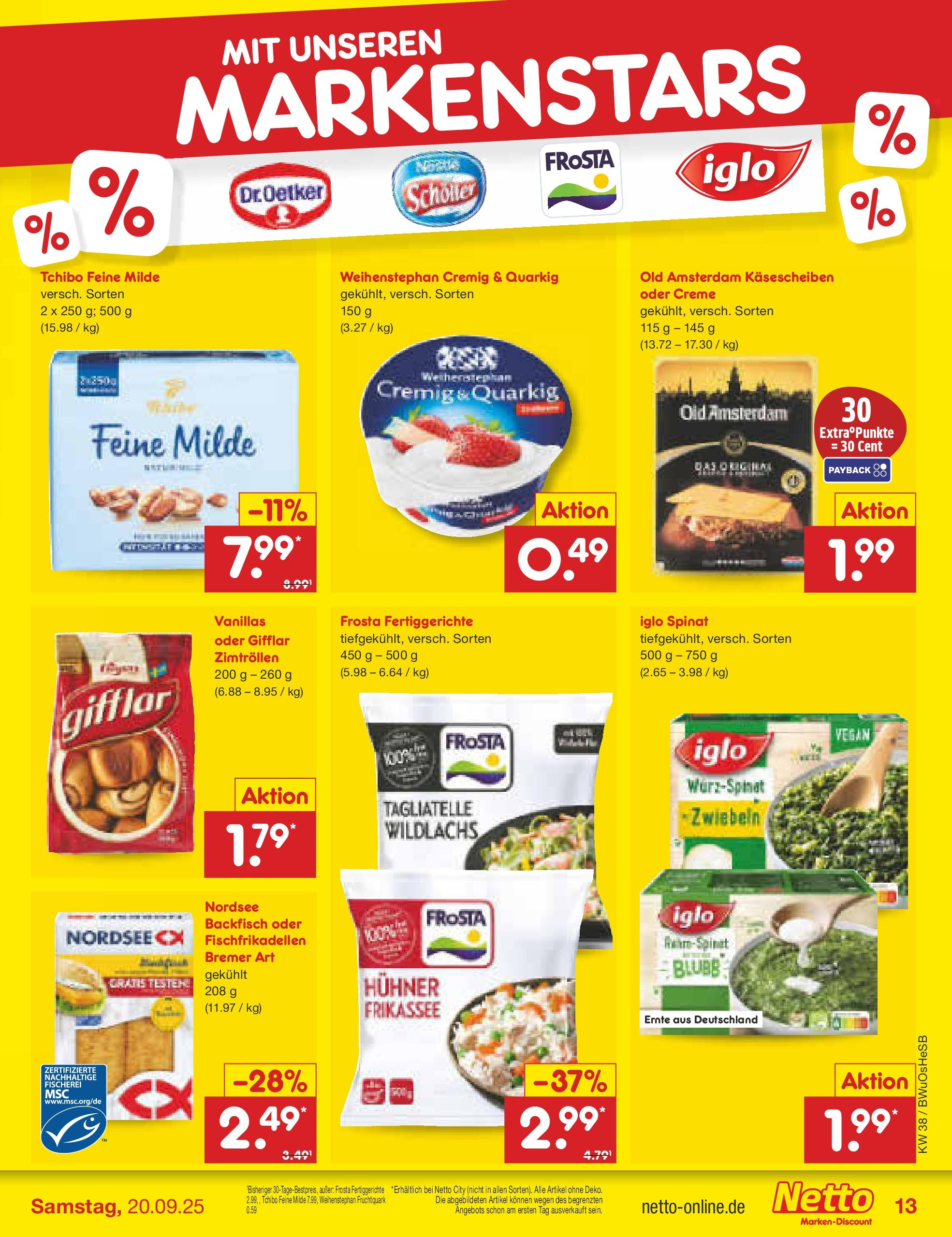 Netto Marken-Discount prospekt Osterode	 (ab 15.09.2025) » Angebote | Seite: 13 | Produkte: Iglo, Creme, Zwiebeln, Fertiggerichte