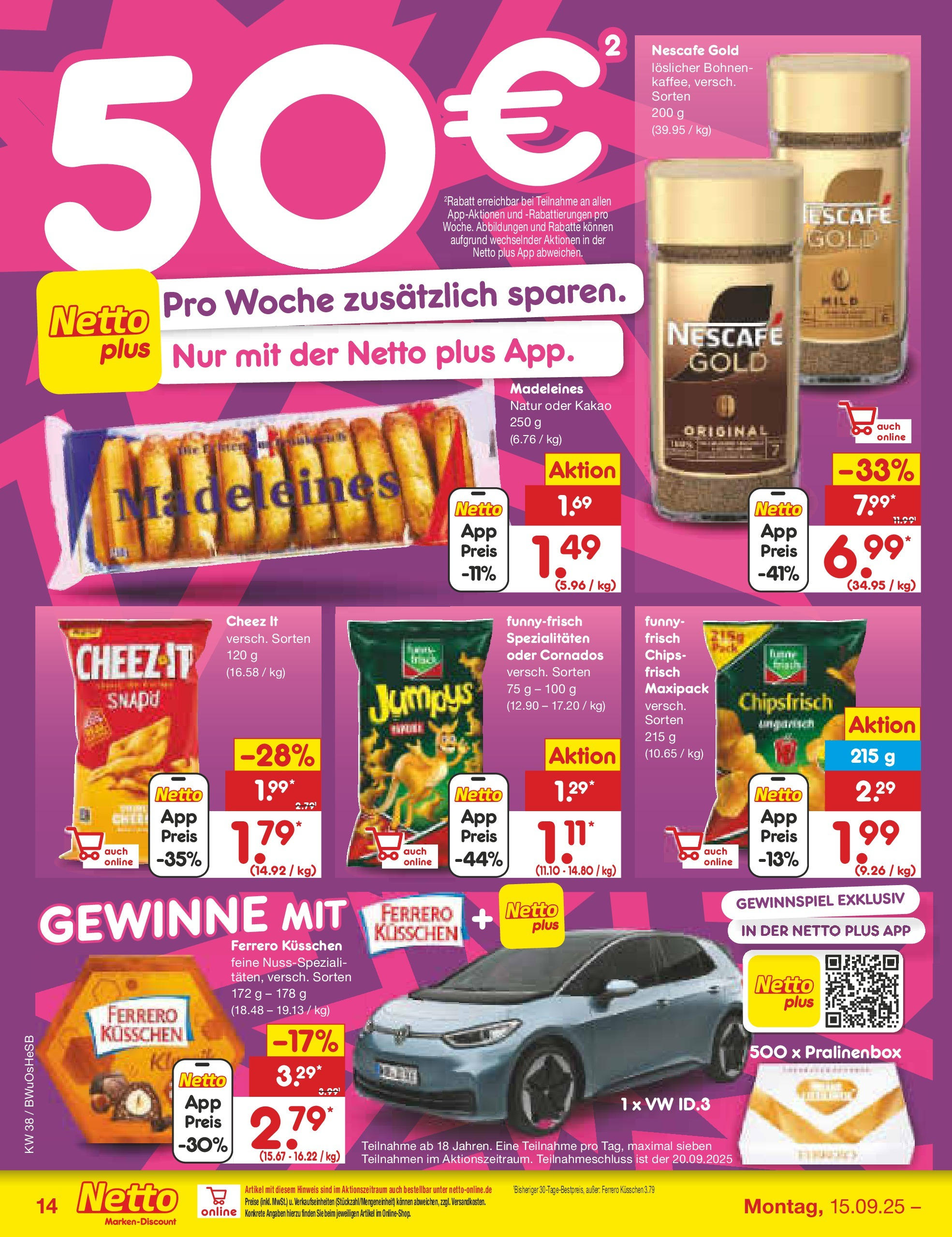 Netto Marken-Discount prospekt Osterode	 (ab 15.09.2025) » Angebote | Seite: 14 | Produkte: Nescafe, Chips, Nescafe gold