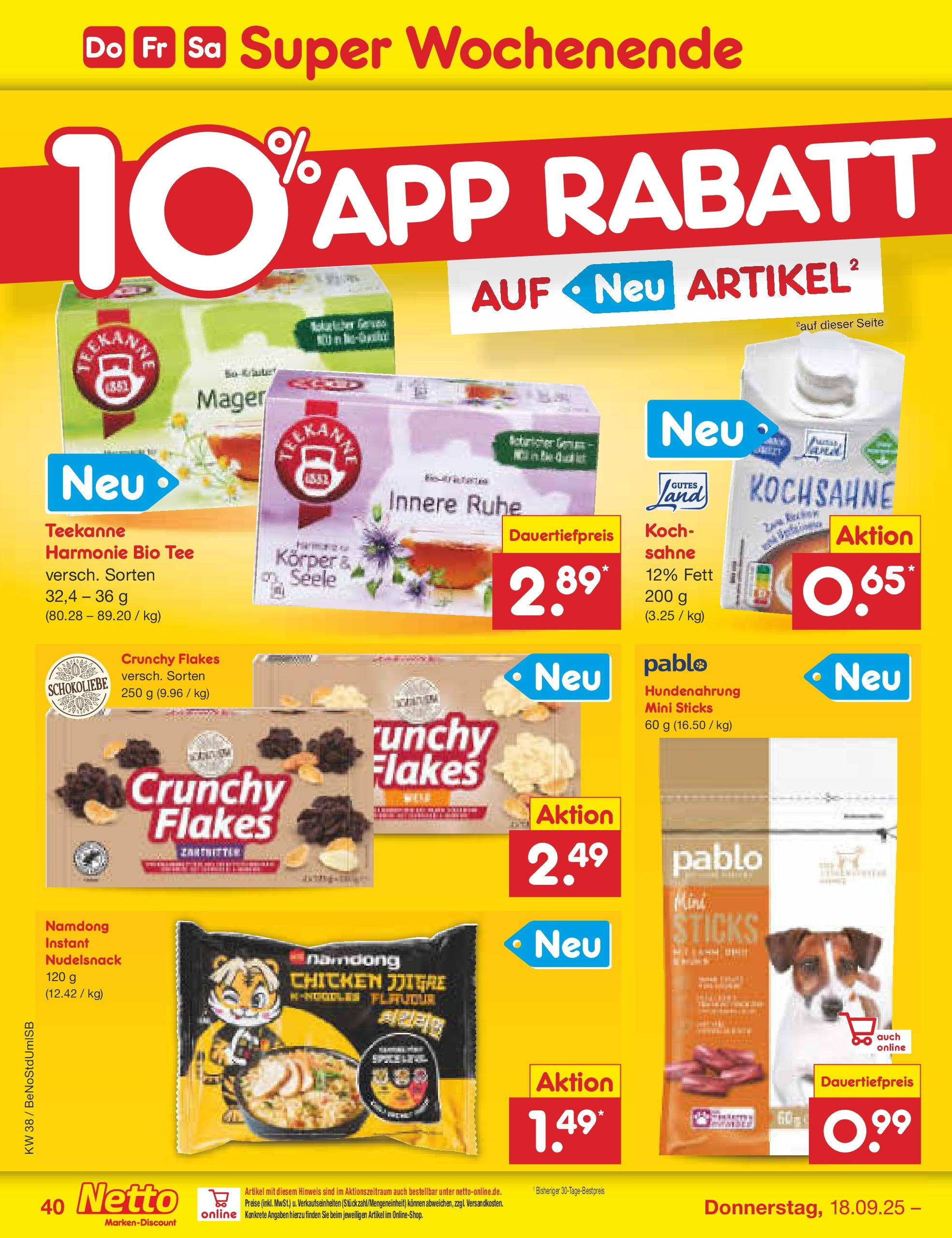 Netto Marken-Discount prospekt Berlin-Spandau	 (ab 15.09.2025) » Angebote | Seite: 44 | Produkte: Teekanne, Tee, Sahne