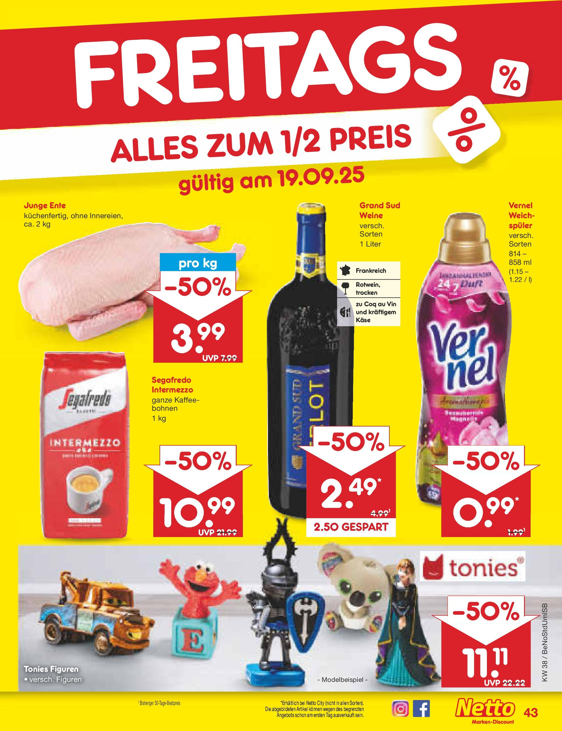 Netto Marken-Discount prospekt Berlin-Spandau	 (ab 15.09.2025) » Angebote | Seite: 49 | Produkte: Kaffee, Ente, Vernel, Segafredo