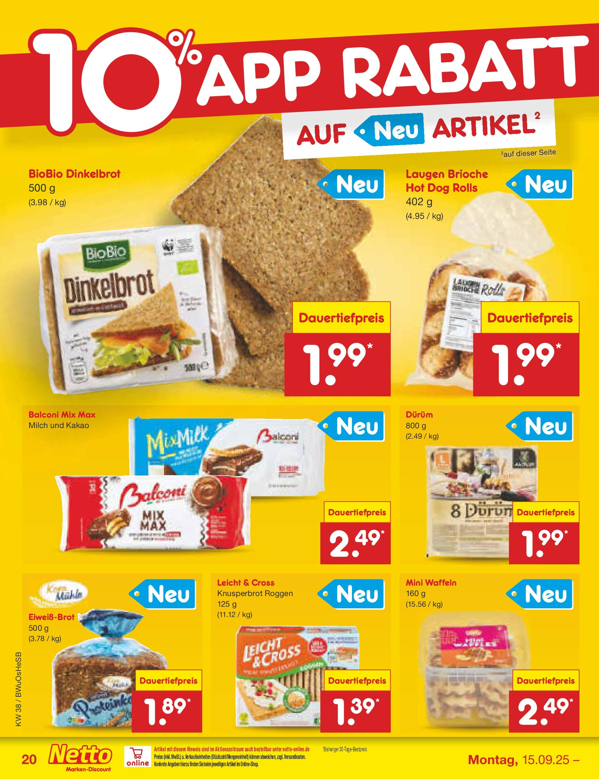 Netto Marken-Discount prospekt Osterode	 (ab 15.09.2025) » Angebote | Seite: 22 | Produkte: Milch, Waffeln