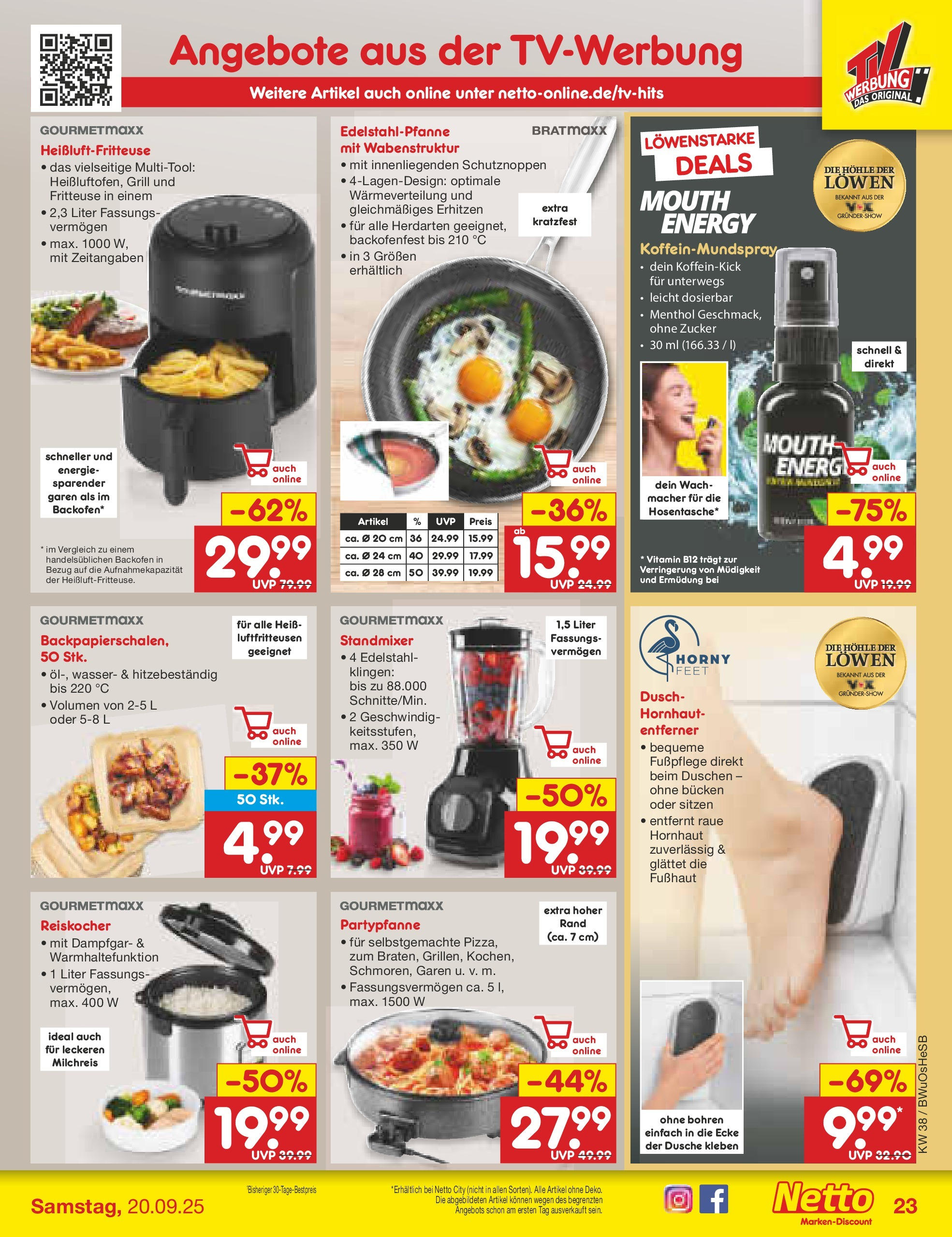 Netto Marken-Discount prospekt Osterode	 (ab 15.09.2025) » Angebote | Seite: 25 | Produkte: Grill, Wasser, Fritteuse, Heißluftfritteuse